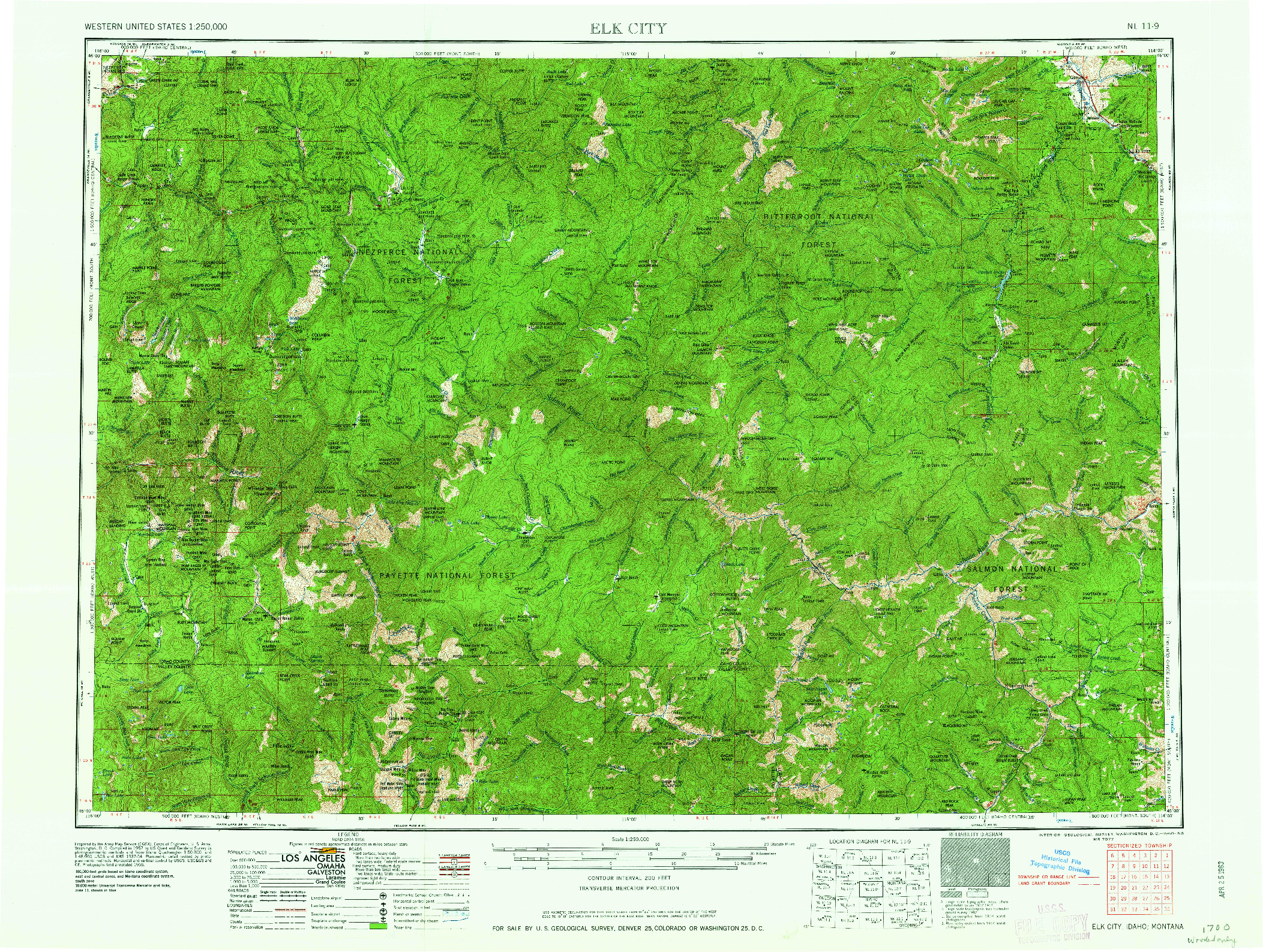 USGS 1:250000-SCALE QUADRANGLE FOR ELK CITY, ID 1960