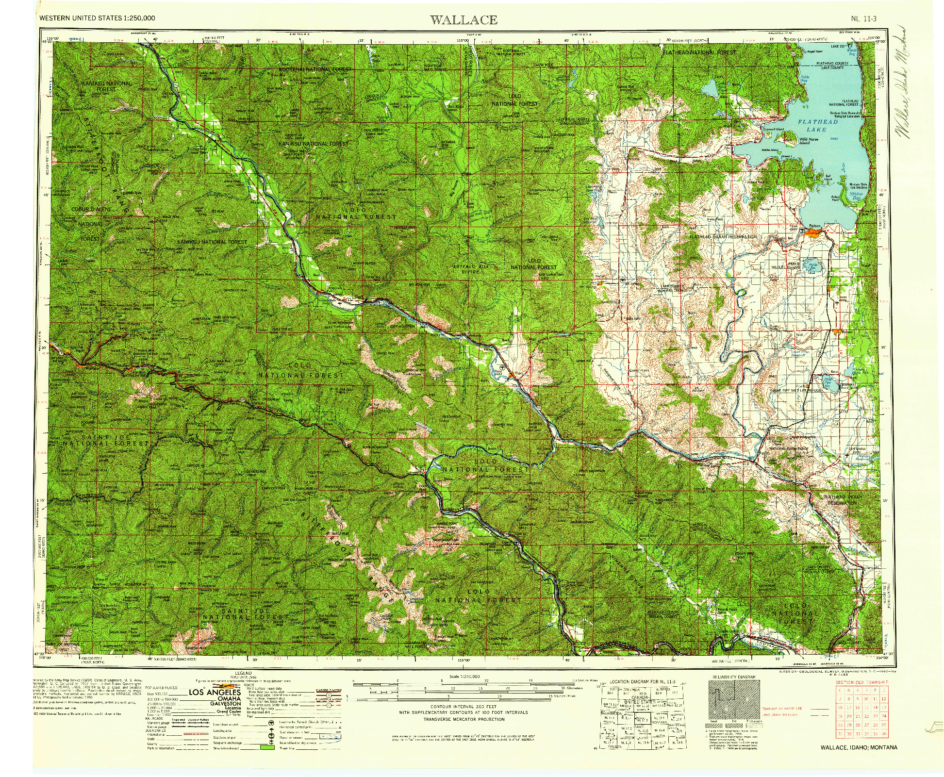 USGS 1:250000-SCALE QUADRANGLE FOR WALLACE, ID 1960