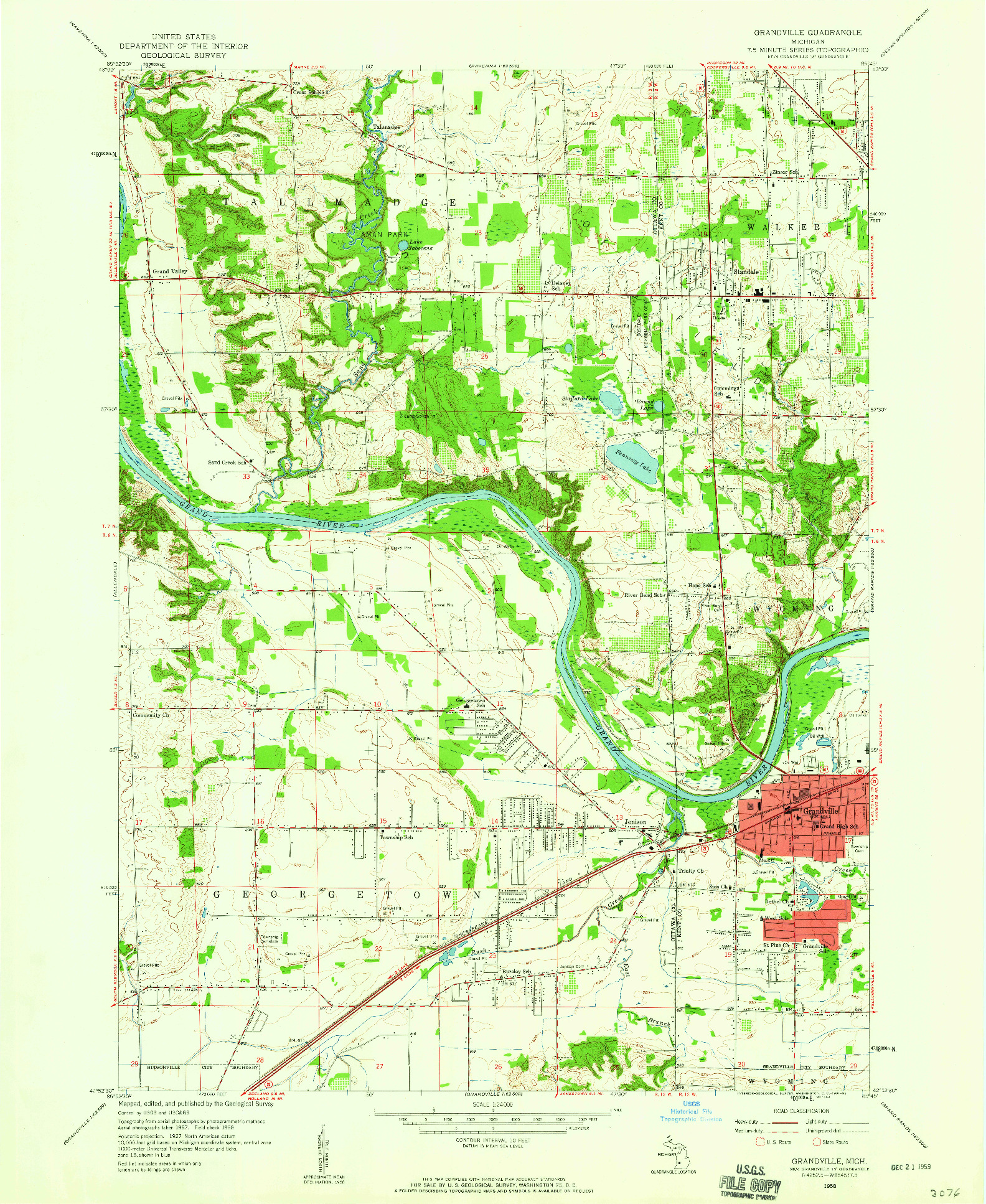 USGS 1:24000-SCALE QUADRANGLE FOR GRANDVILLE, MI 1958