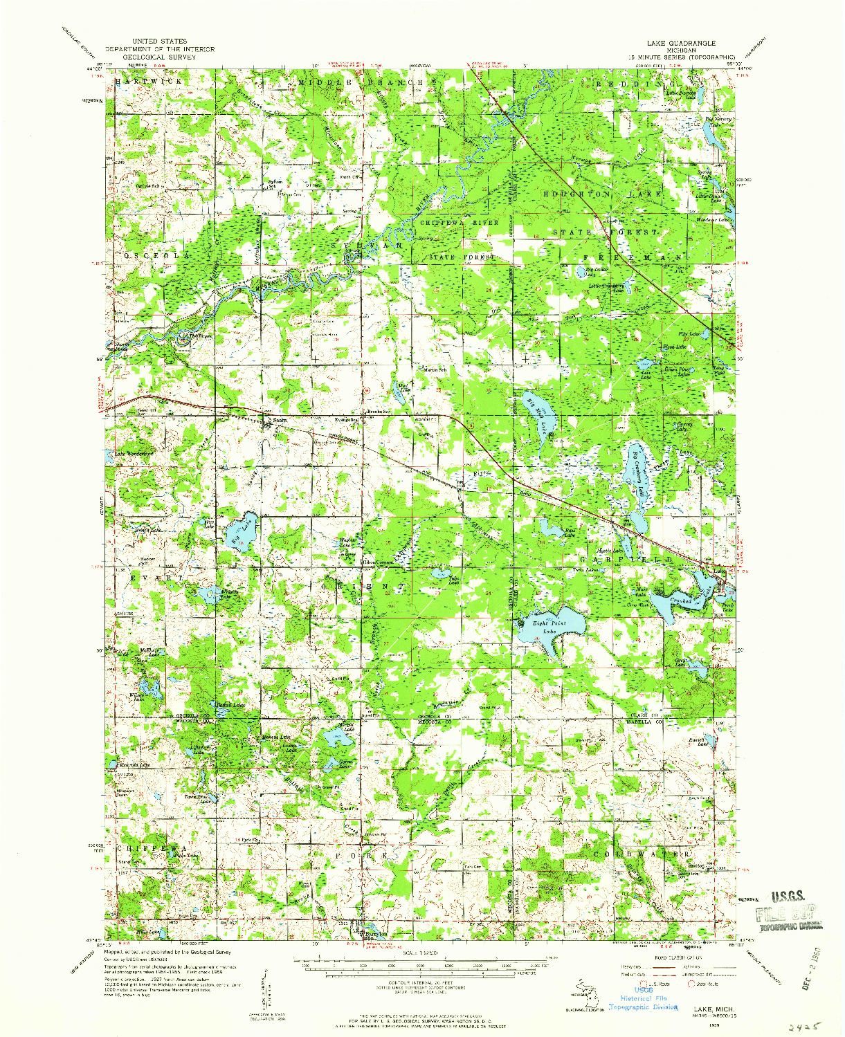 USGS 1:62500-SCALE QUADRANGLE FOR LAKE, MI 1959