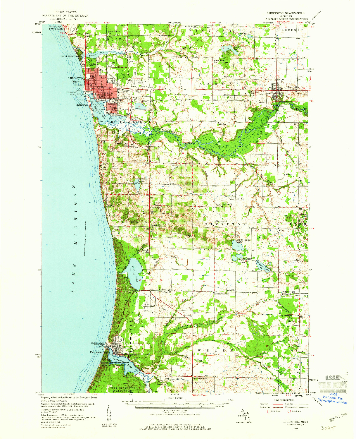 USGS 1:62500-SCALE QUADRANGLE FOR LUDINGTON, MI 1959