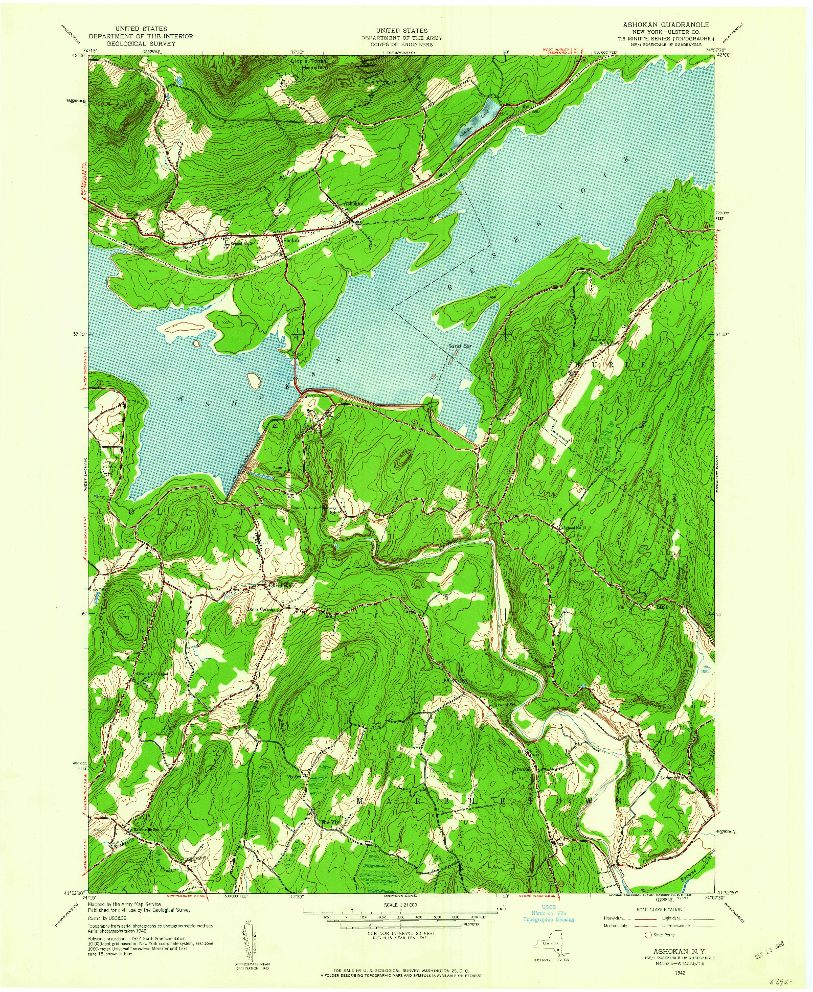 USGS 1:24000-SCALE QUADRANGLE FOR ASHOKAN, NY 1942