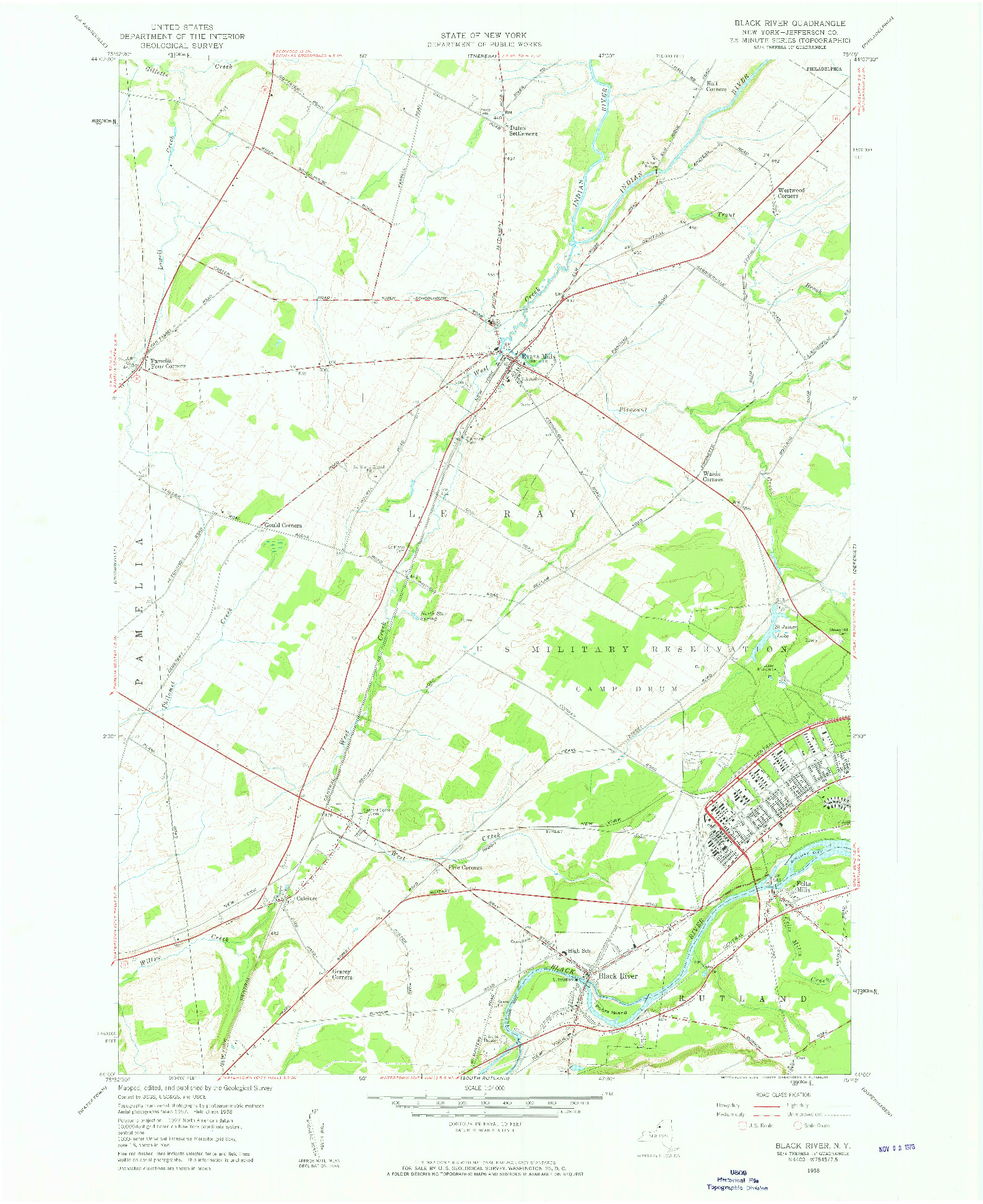 USGS 1:24000-SCALE QUADRANGLE FOR BLACK RIVER, NY 1958