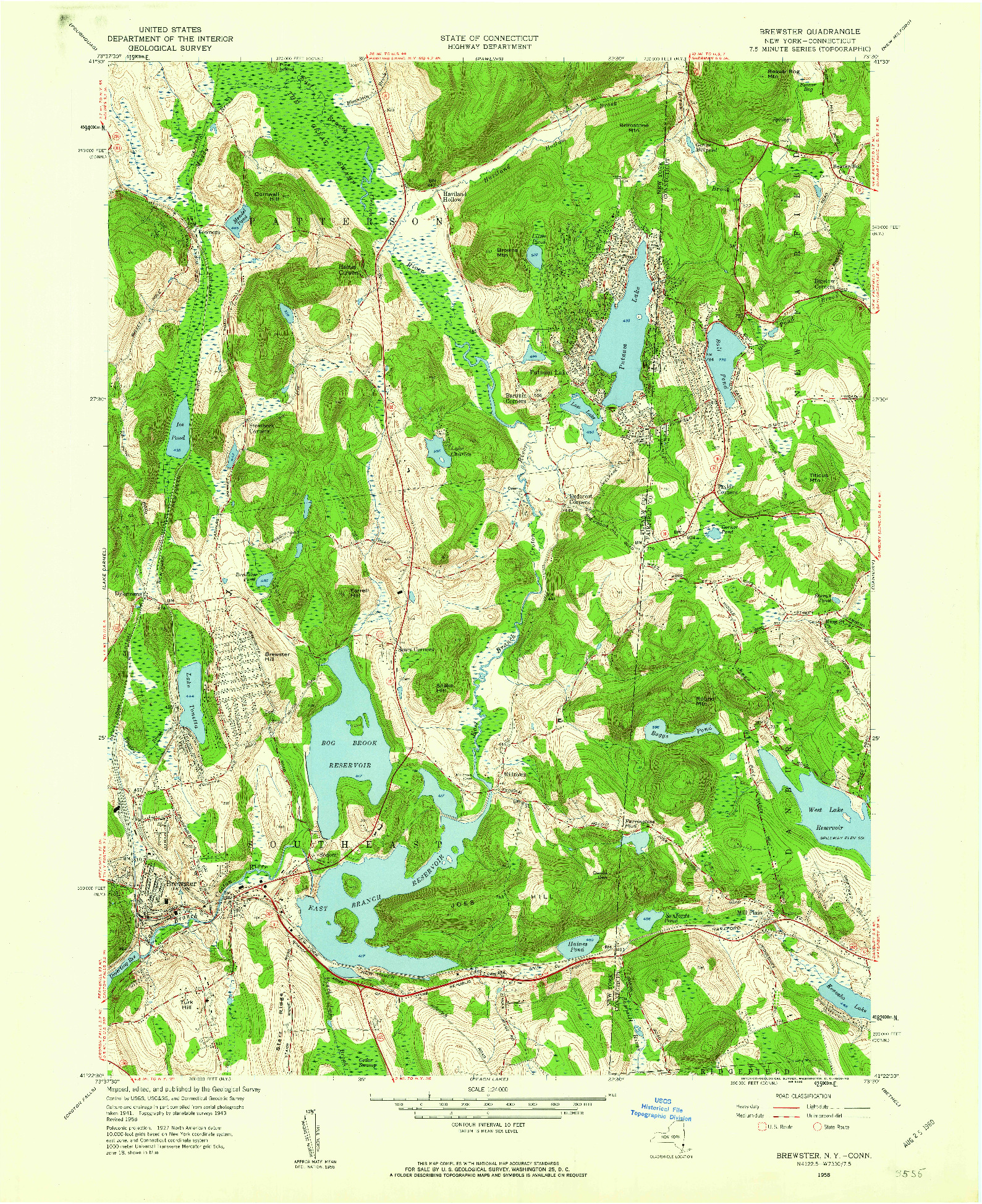 USGS 1:24000-SCALE QUADRANGLE FOR BREWSTER, NY 1958