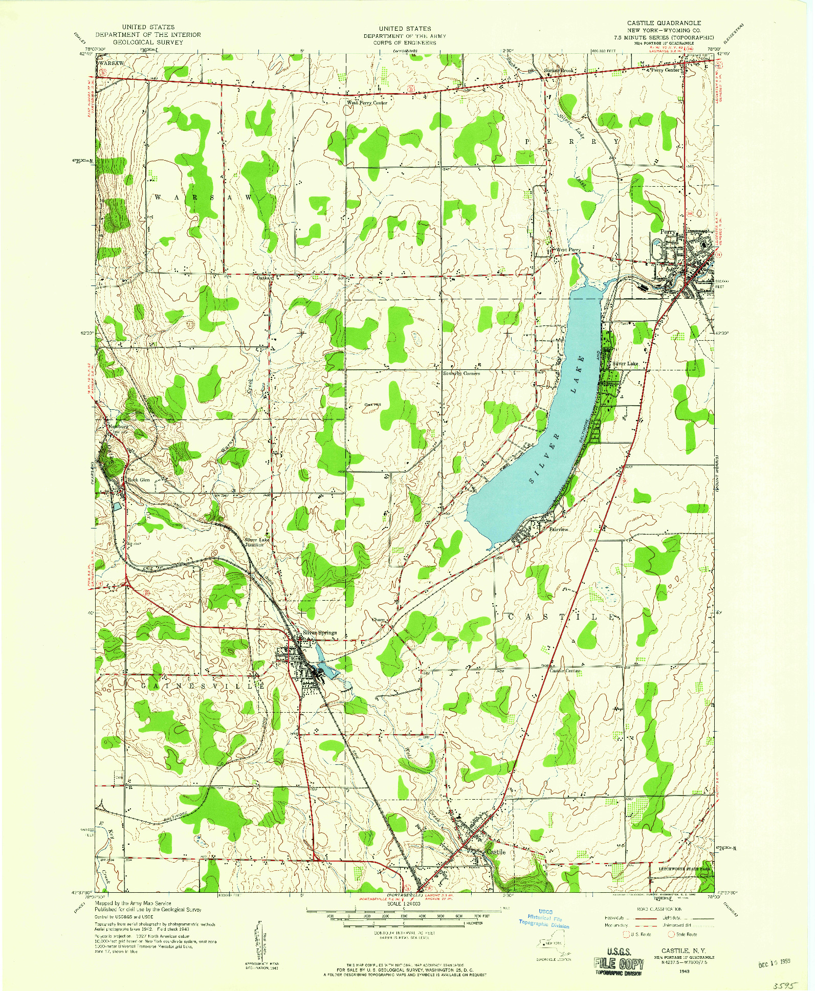 USGS 1:24000-SCALE QUADRANGLE FOR CASTILE, NY 1943