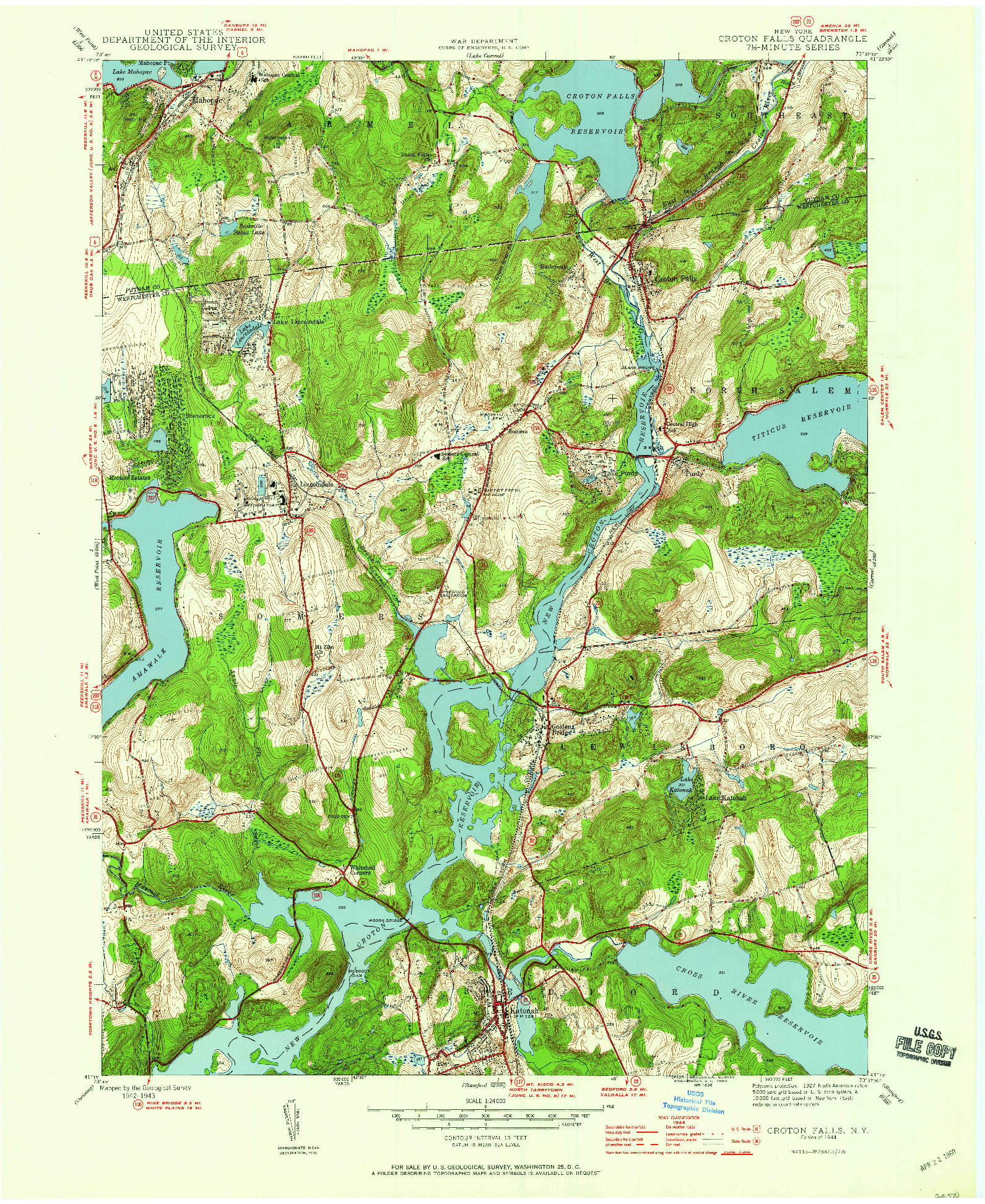 USGS 1:24000-SCALE QUADRANGLE FOR CROTON FALLS, NY 1944