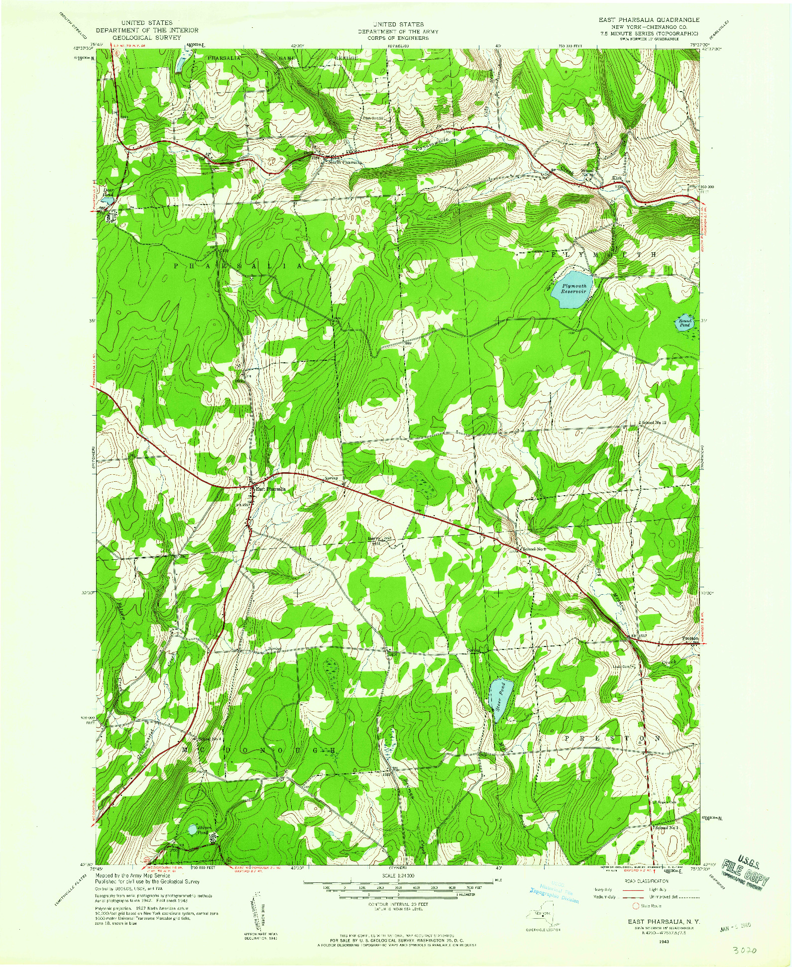 USGS 1:24000-SCALE QUADRANGLE FOR EAST PHARSALIA, NY 1943