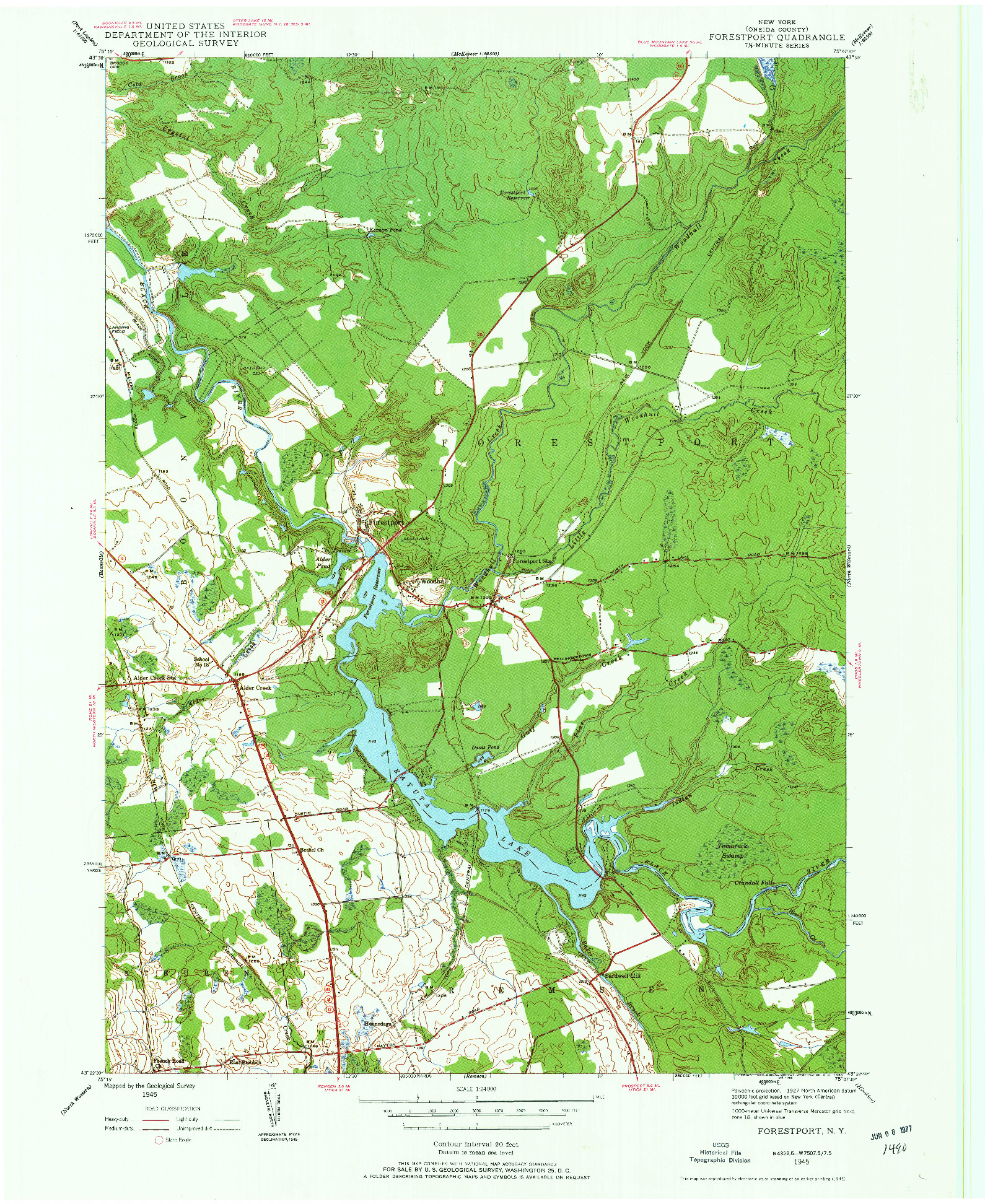 USGS 1:24000-SCALE QUADRANGLE FOR FORESTPORT, NY 1945