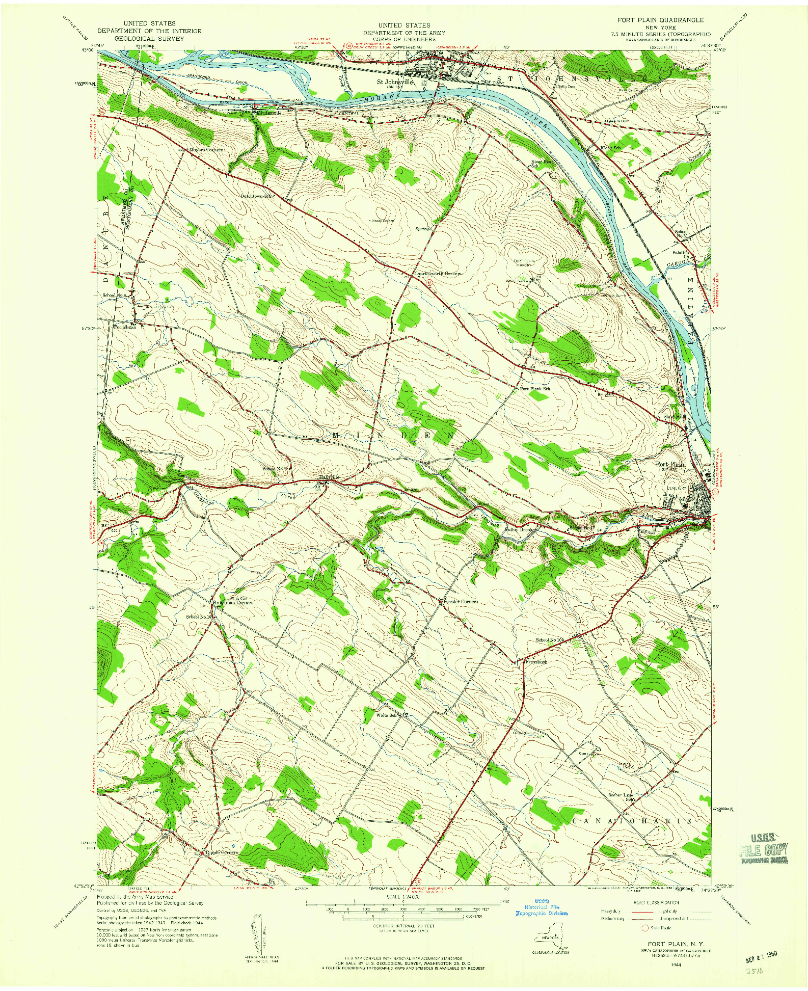USGS 1:24000-SCALE QUADRANGLE FOR FORT PLAIN, NY 1944