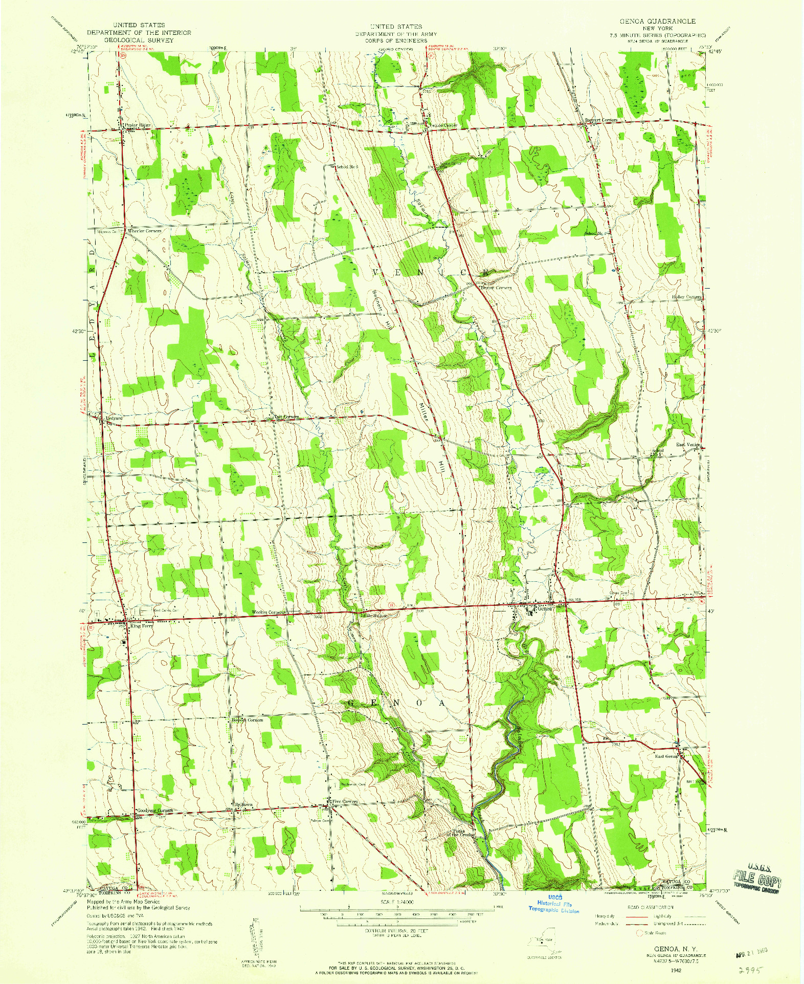 USGS 1:24000-SCALE QUADRANGLE FOR GENOA, NY 1942