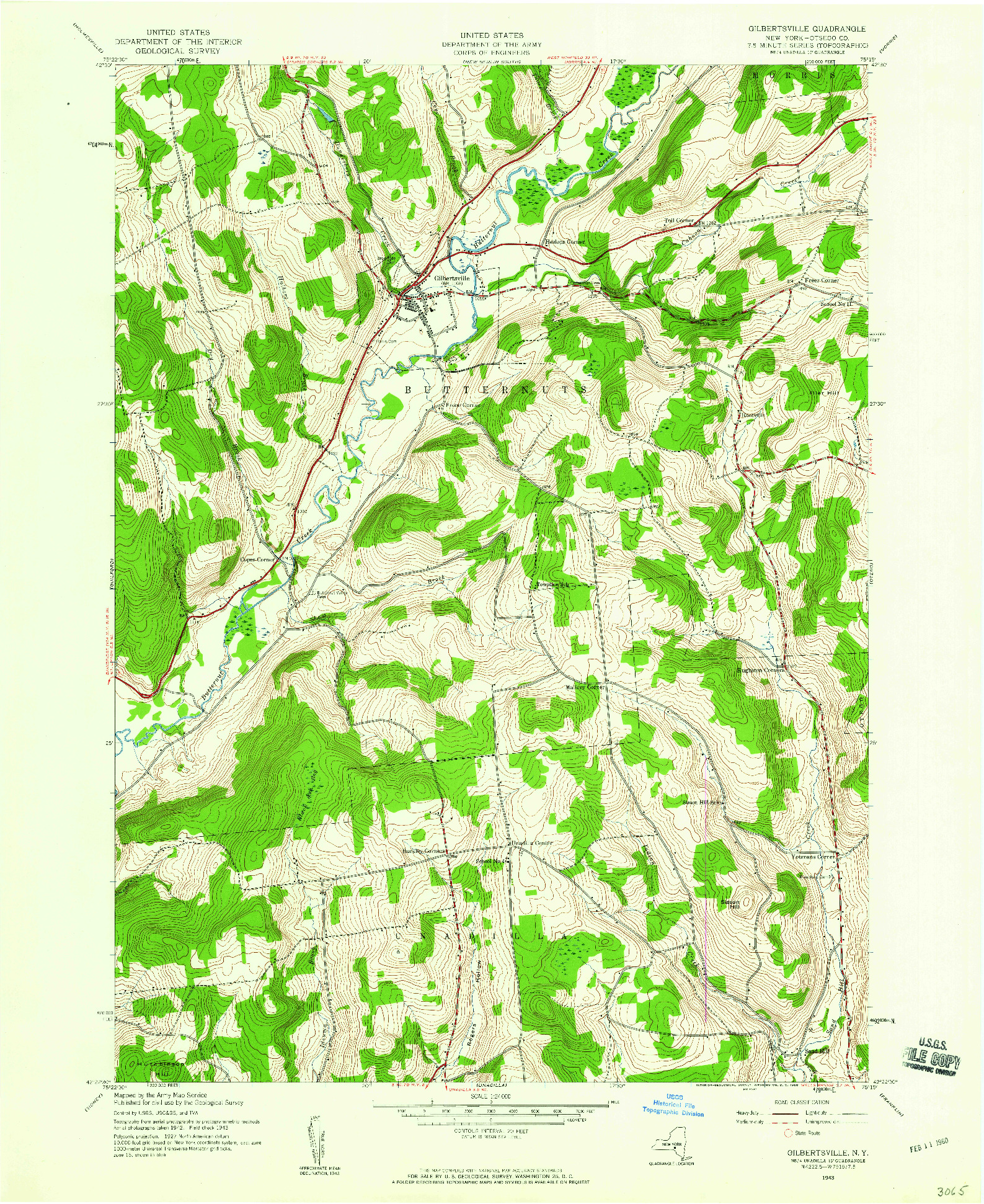 USGS 1:24000-SCALE QUADRANGLE FOR GILBERTSVILLE, NY 1943