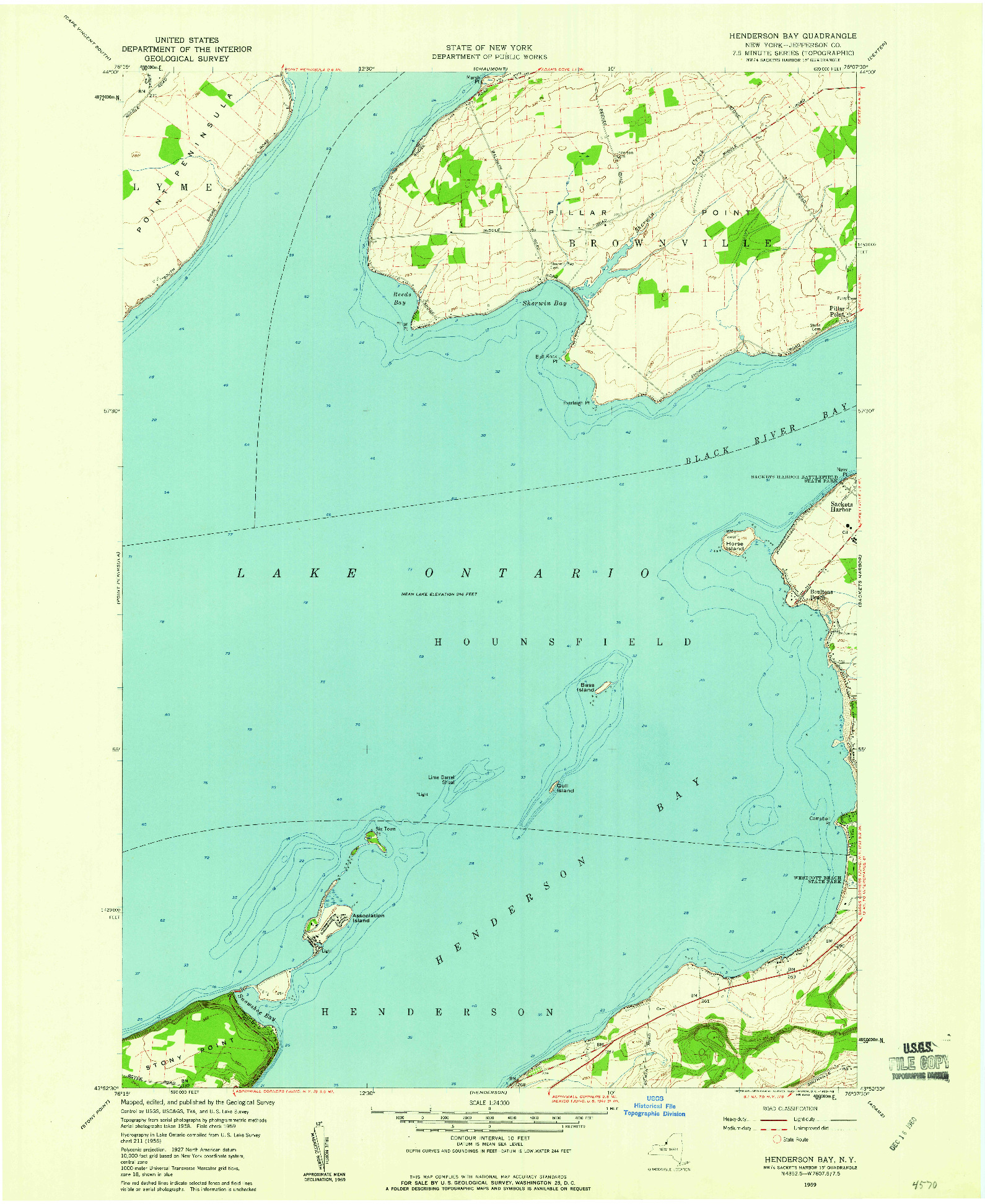 USGS 1:24000-SCALE QUADRANGLE FOR HENDERSON BAY, NY 1959