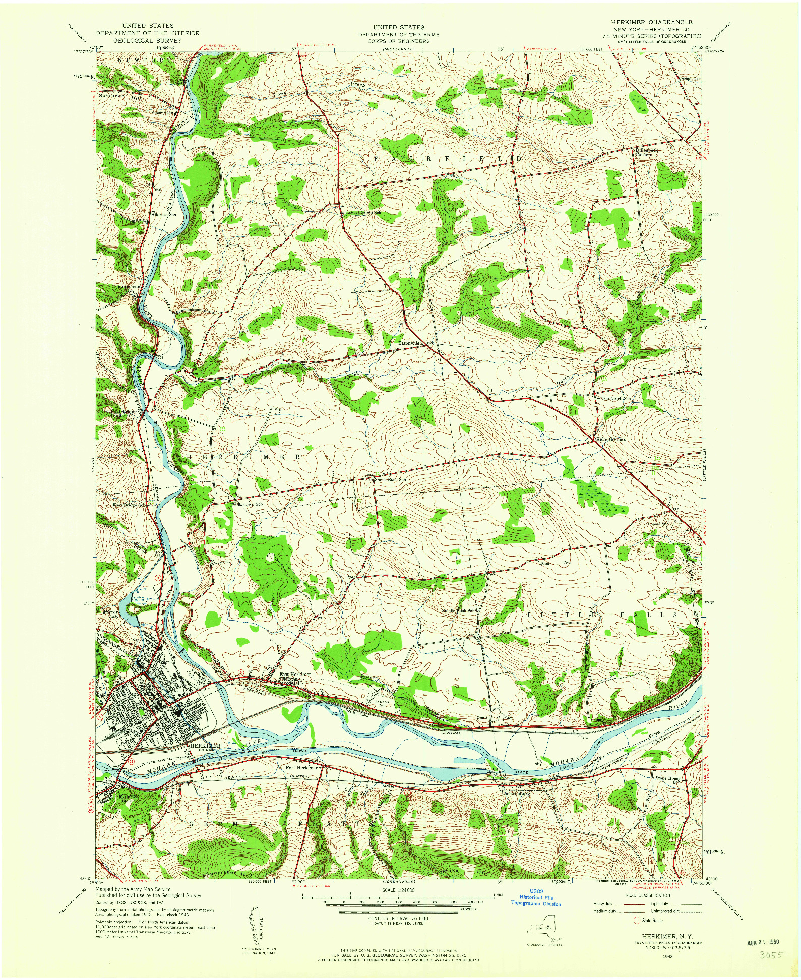 USGS 1:24000-SCALE QUADRANGLE FOR HERKIMER, NY 1943