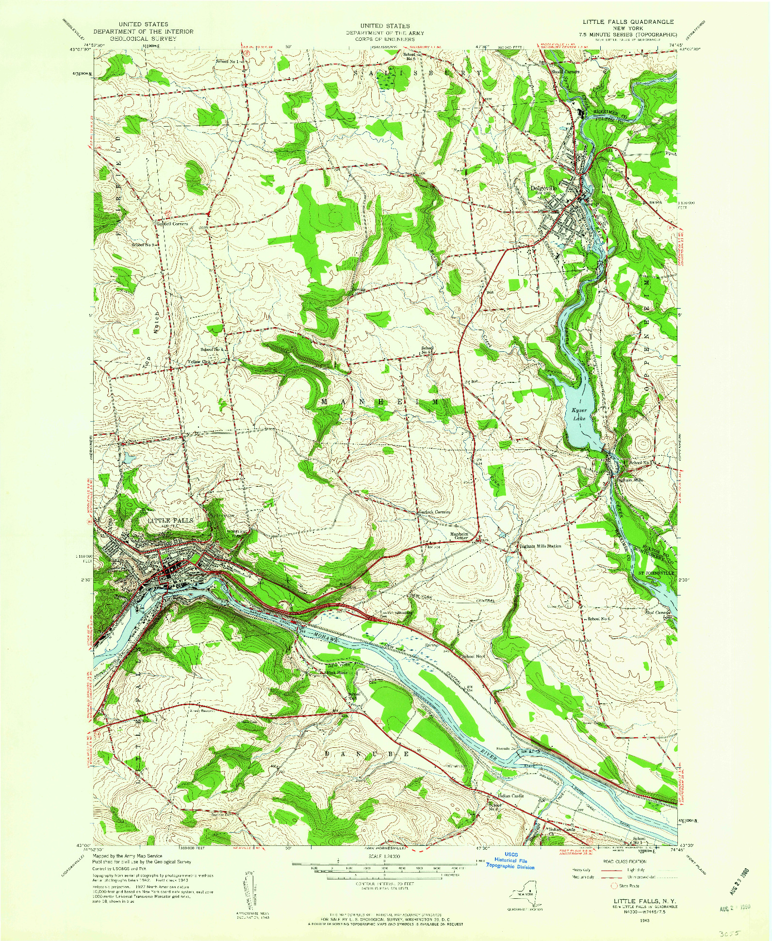 USGS 1:24000-SCALE QUADRANGLE FOR LITTLE FALLS, NY 1943