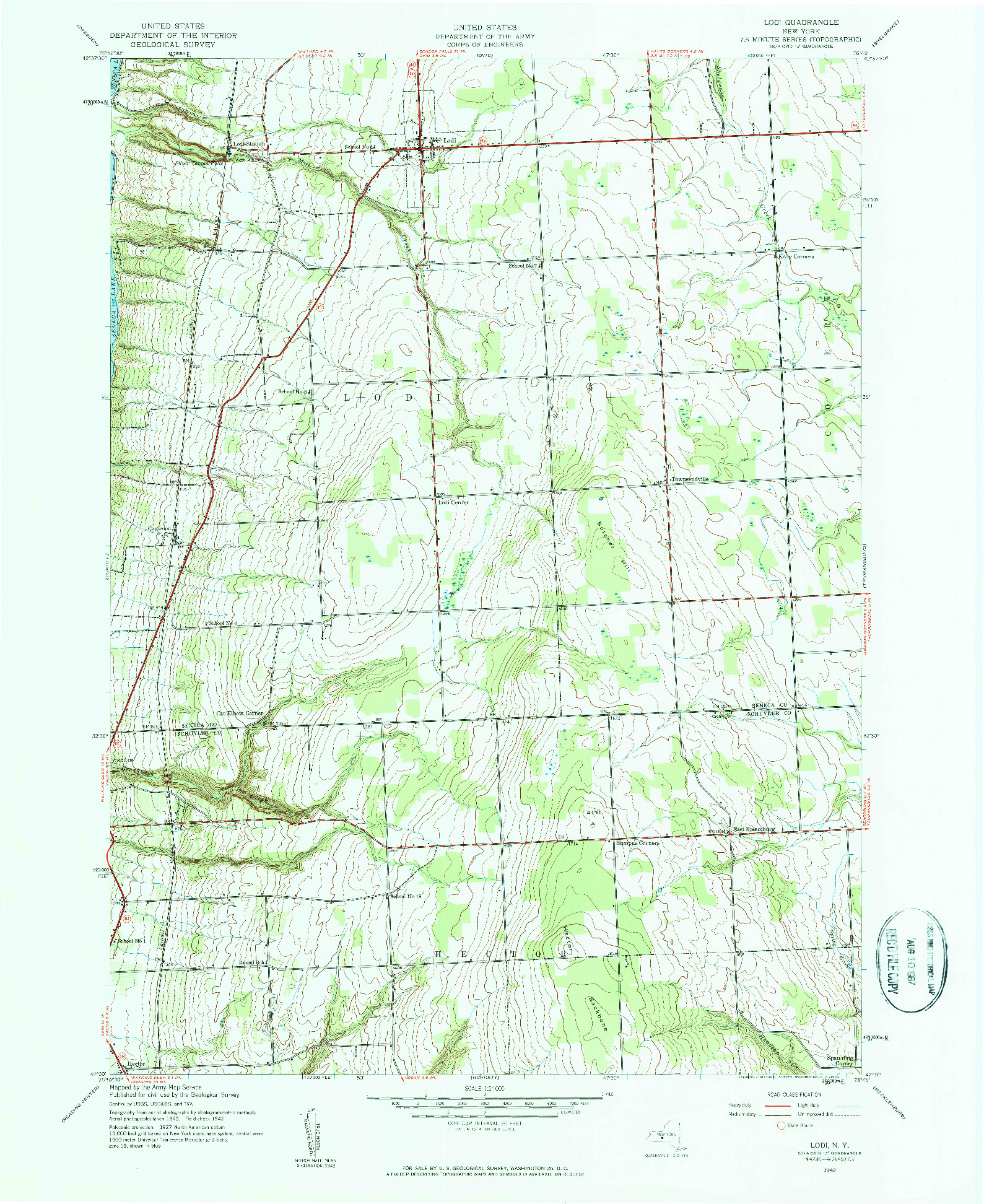 USGS 1:24000-SCALE QUADRANGLE FOR LODI, NY 1942