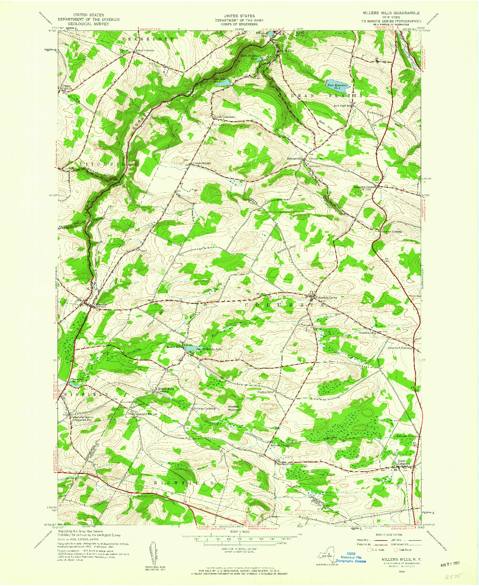 USGS 1:24000-SCALE QUADRANGLE FOR MILLERS MILLS, NY 1943