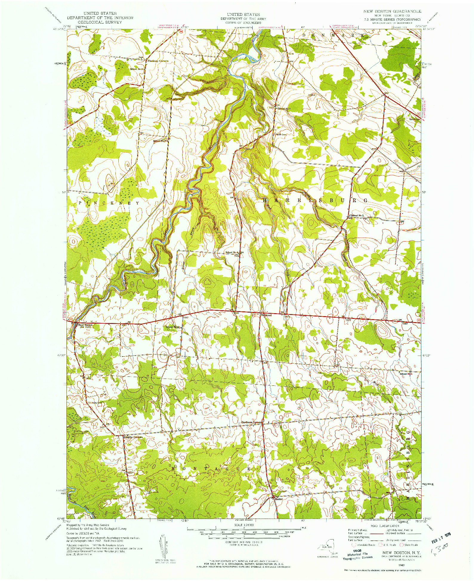 USGS 1:24000-SCALE QUADRANGLE FOR NEW BOSTON, NY 1943