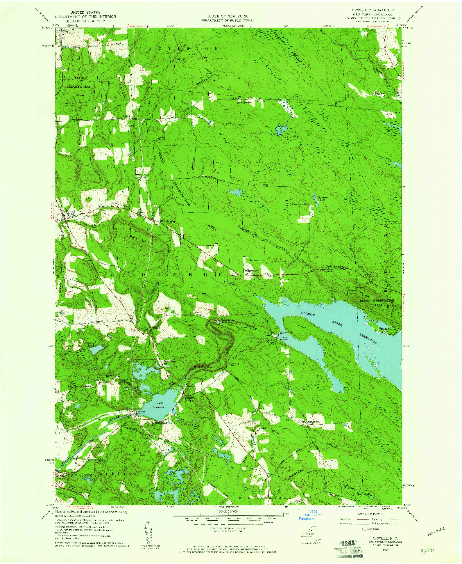 USGS 1:24000-SCALE QUADRANGLE FOR ORWELL, NY 1959