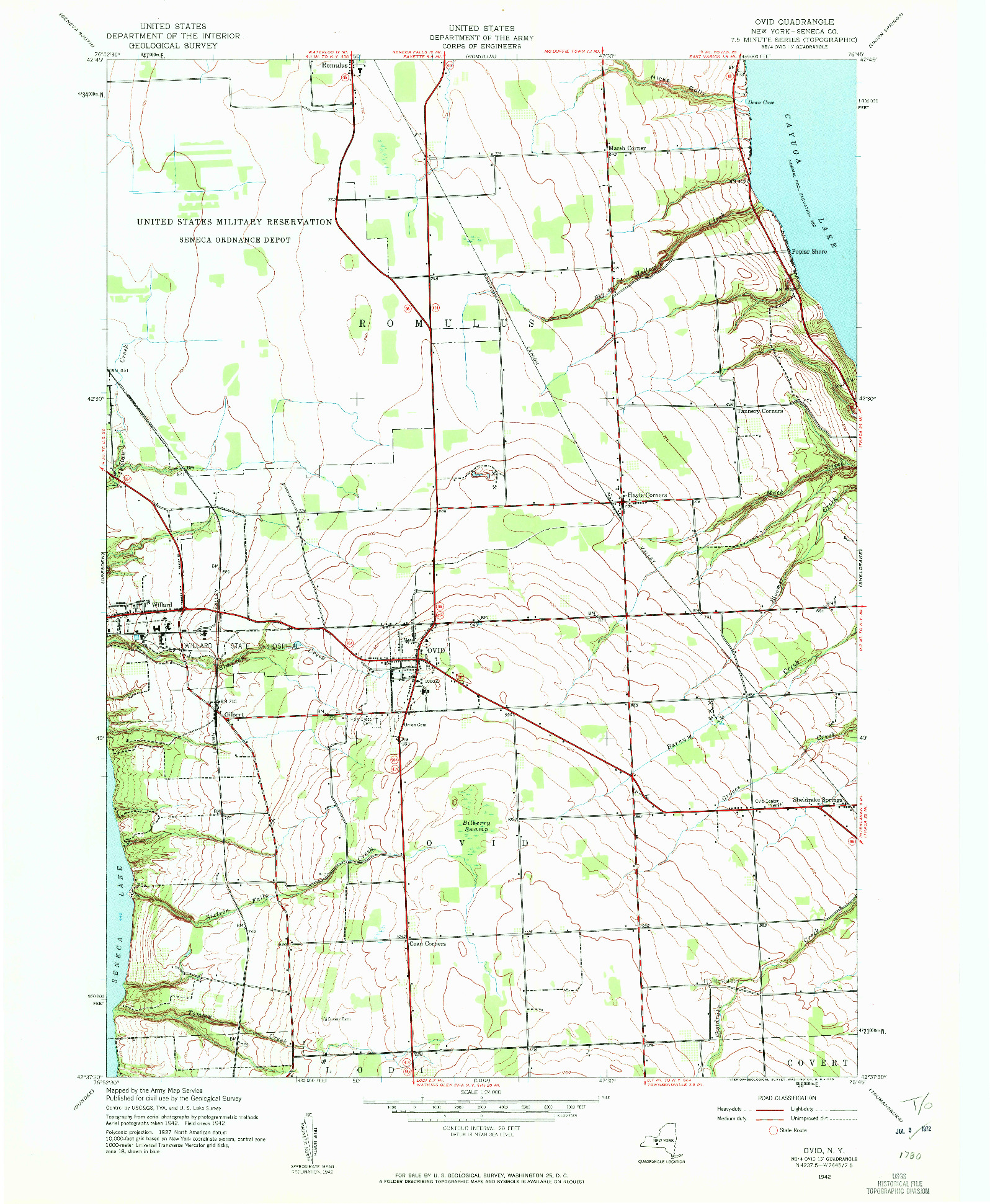 USGS 1:24000-SCALE QUADRANGLE FOR OVID, NY 1942