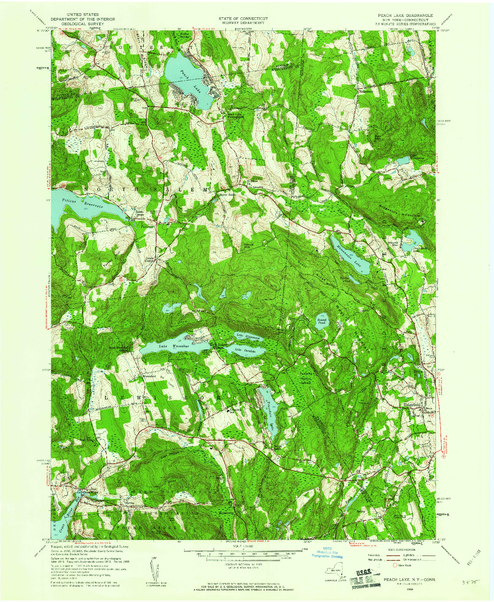 USGS 1:24000-SCALE QUADRANGLE FOR PEACH LAKE, NY 1958