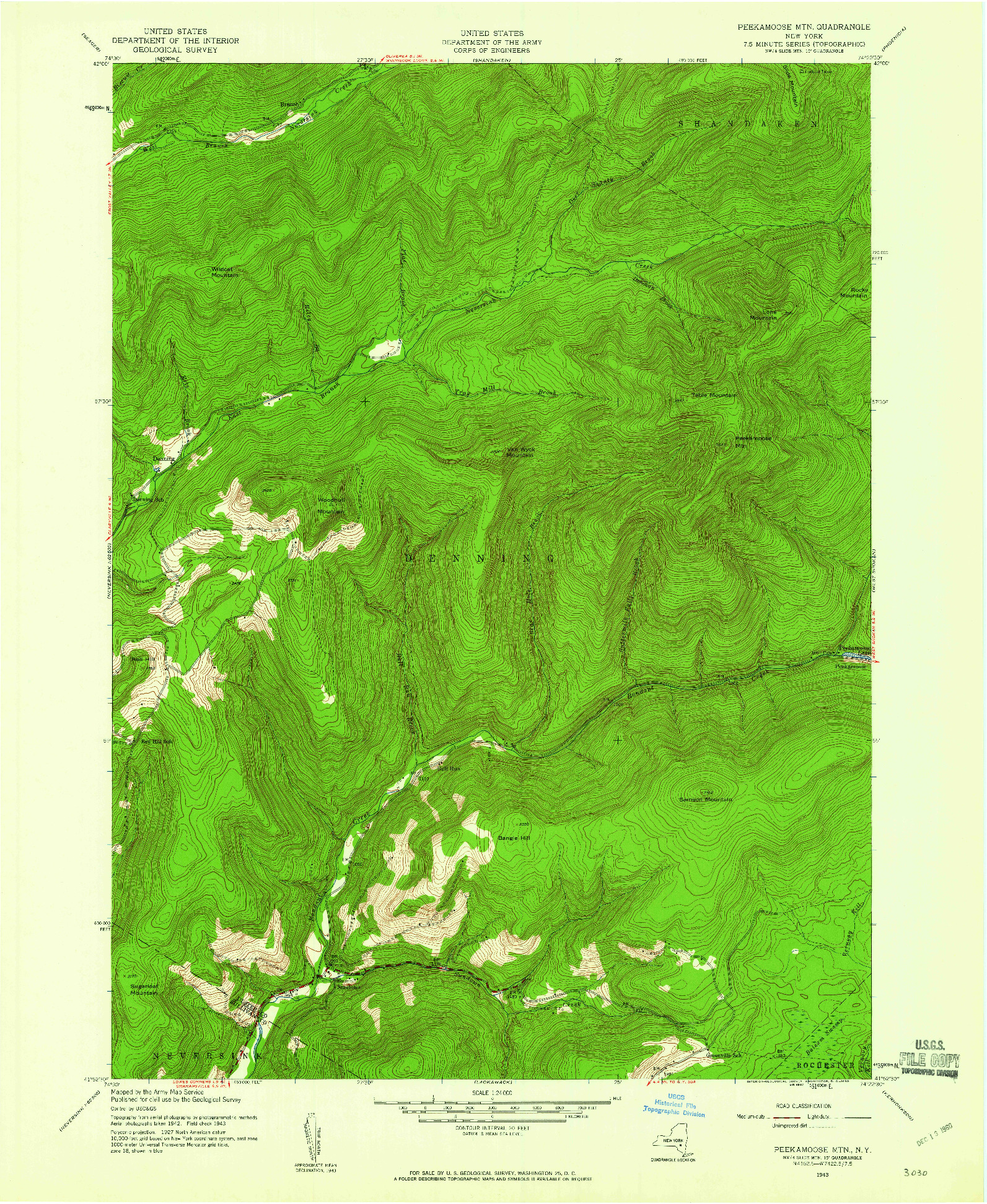 USGS 1:24000-SCALE QUADRANGLE FOR PEEKAMOOSE MOUNTAIN, NY 1943