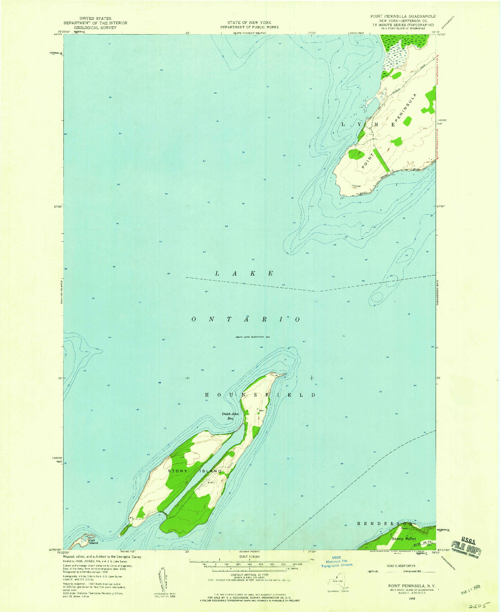 USGS 1:24000-SCALE QUADRANGLE FOR POINT PENINSULA, NY 1958