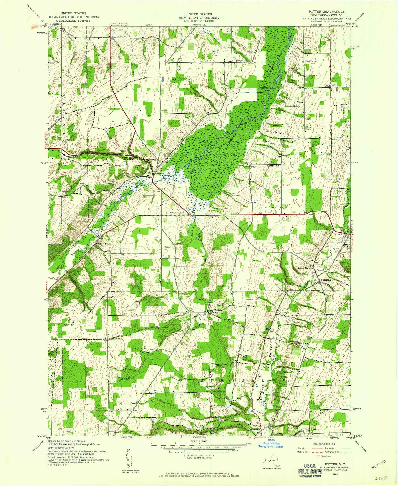USGS 1:24000-SCALE QUADRANGLE FOR POTTER, NY 1942