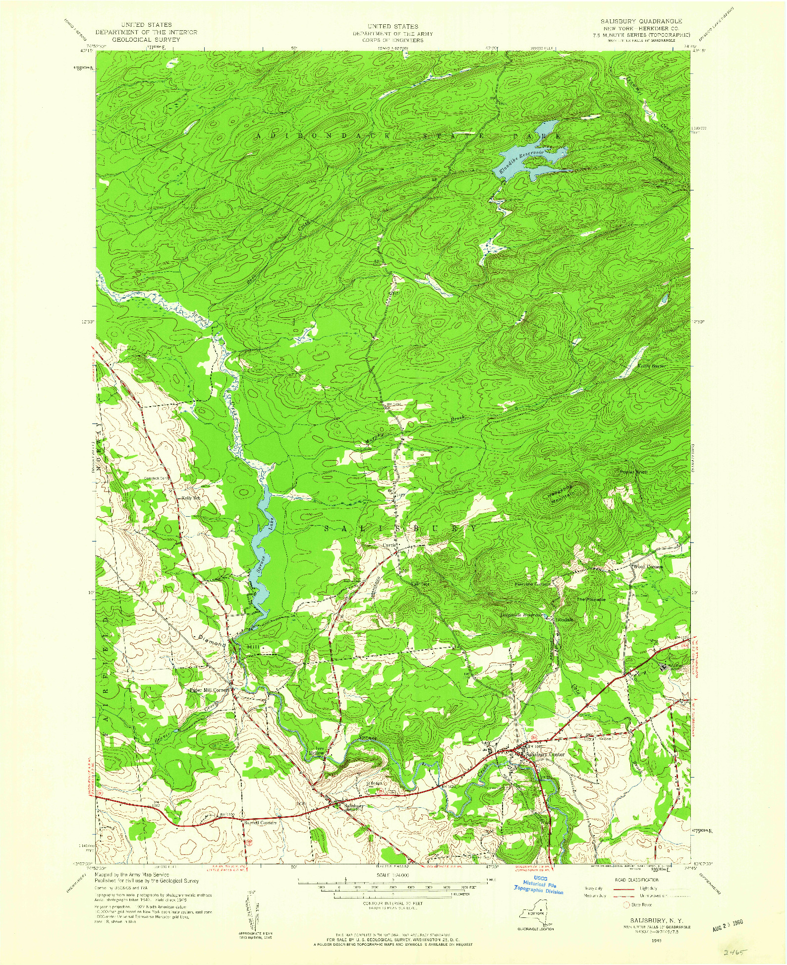USGS 1:24000-SCALE QUADRANGLE FOR SALISBURY, NY 1945