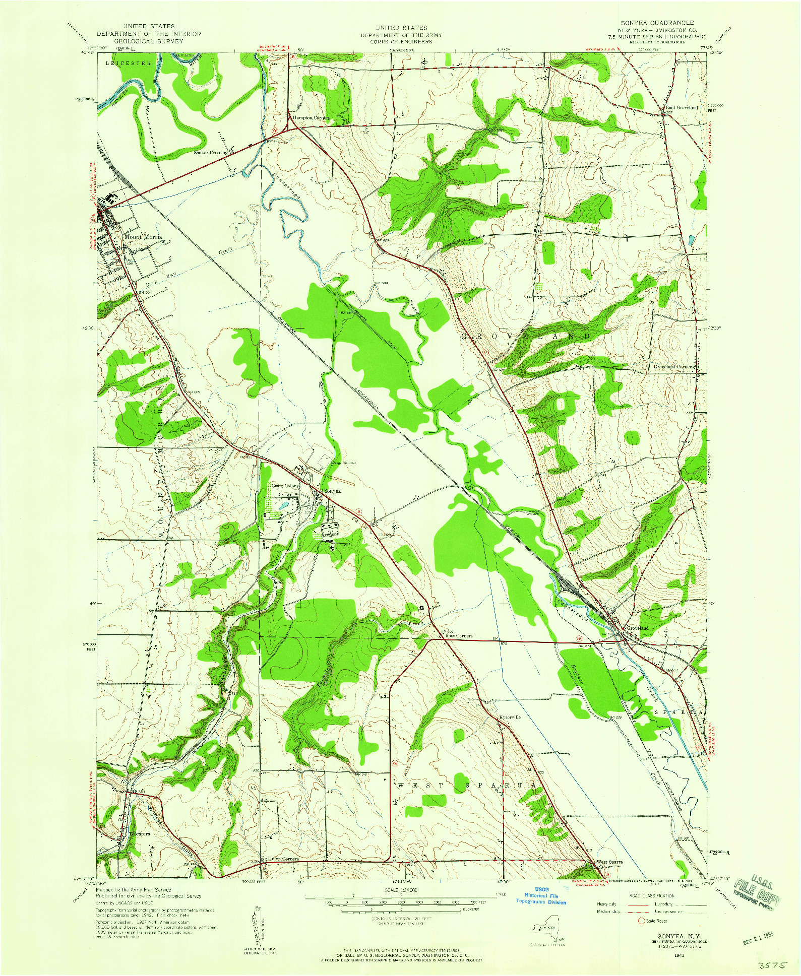 USGS 1:24000-SCALE QUADRANGLE FOR SONYEA, NY 1943