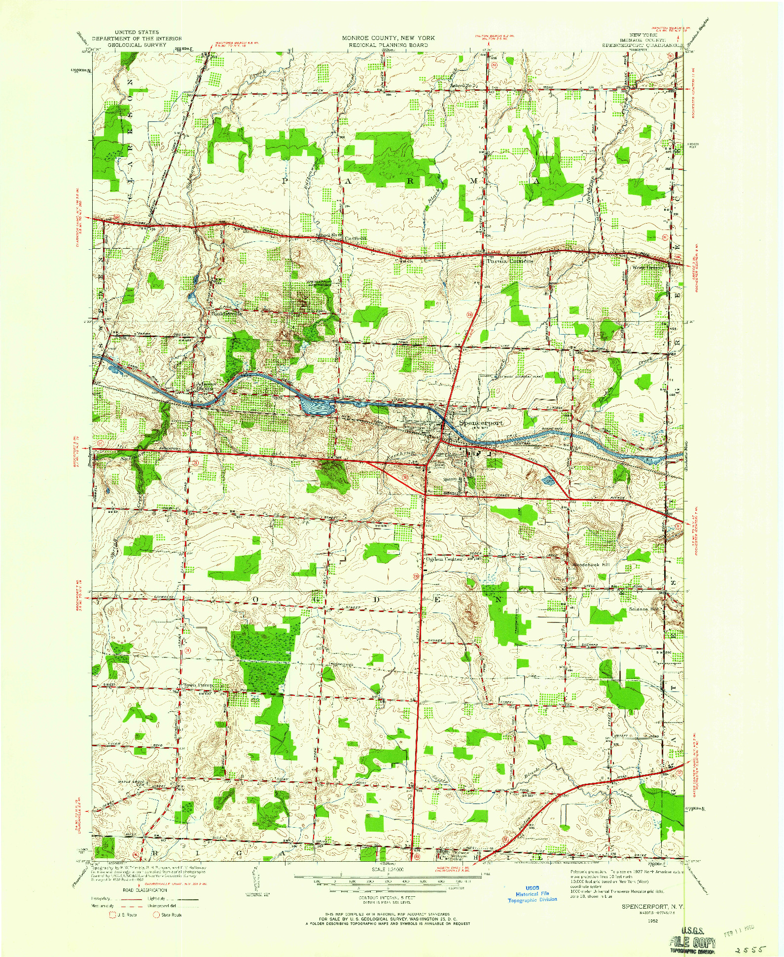 USGS 1:24000-SCALE QUADRANGLE FOR SPENCERPORT, NY 1952