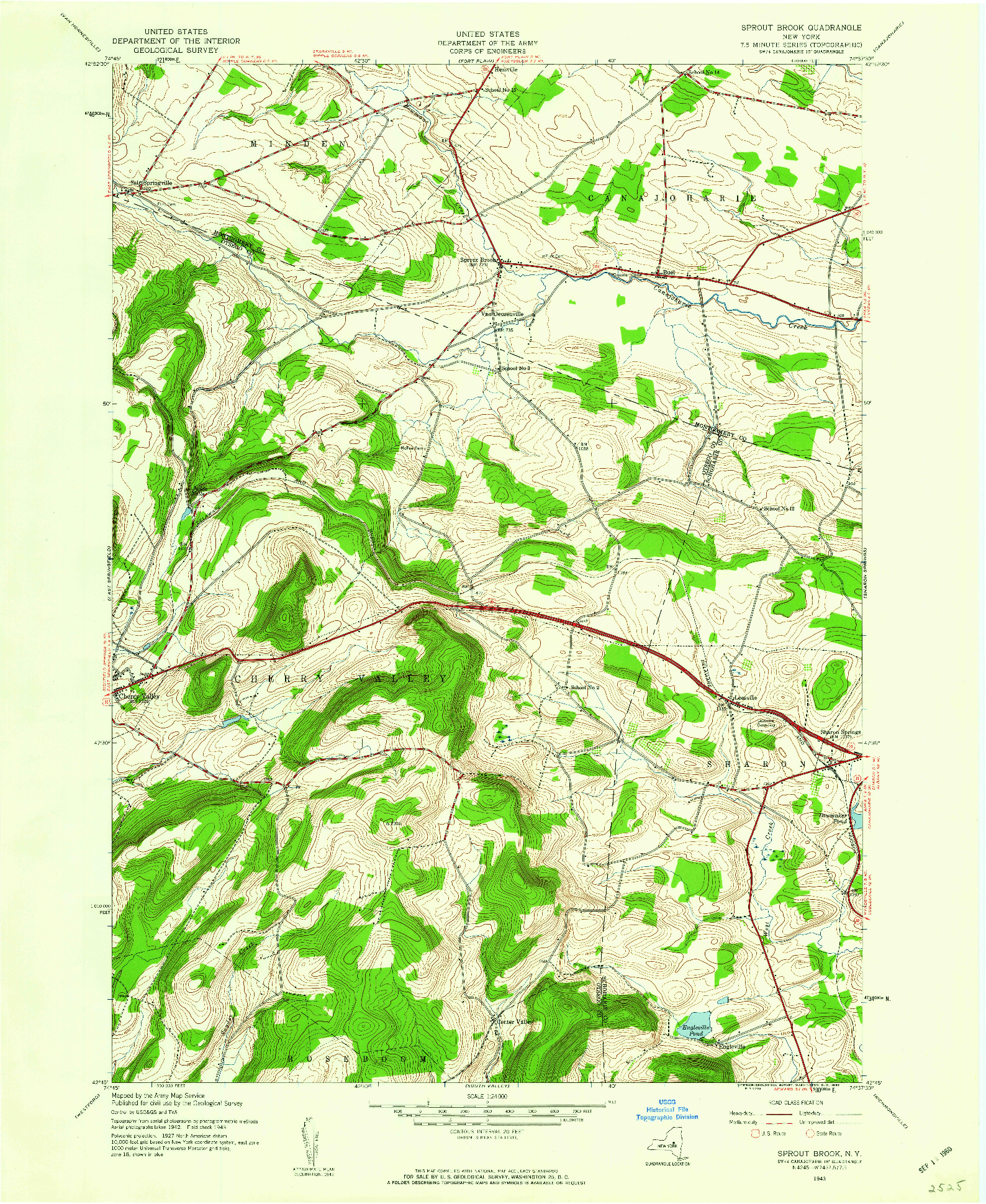 USGS 1:24000-SCALE QUADRANGLE FOR SPROUT BROOK, NY 1943