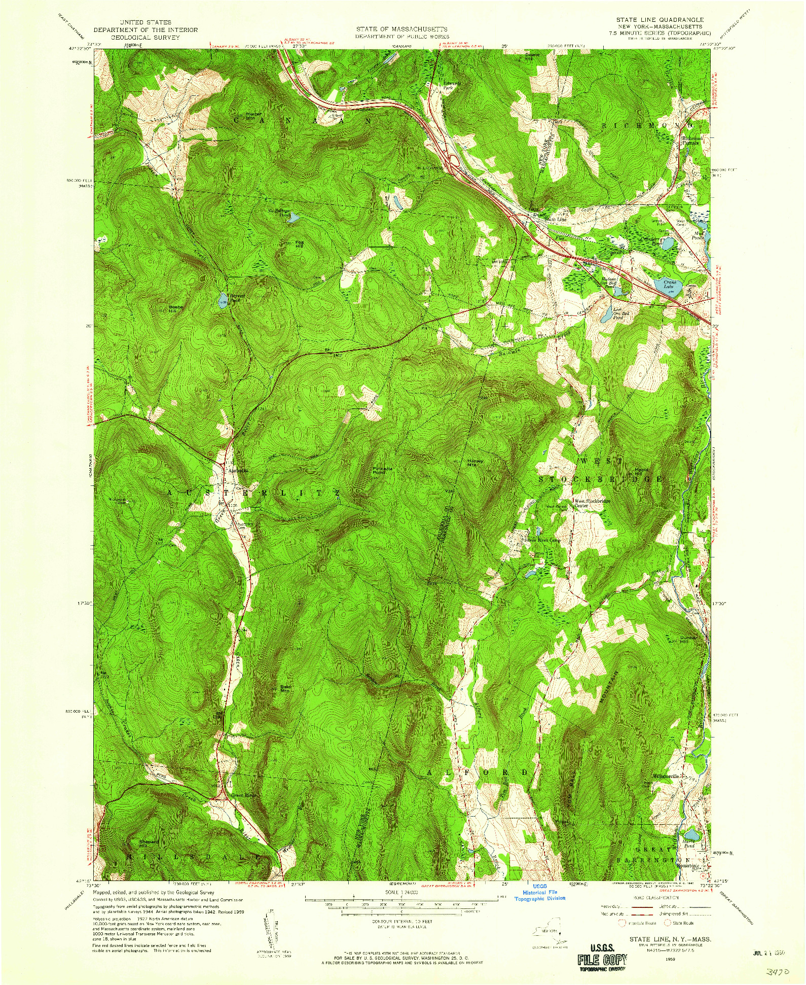 USGS 1:24000-SCALE QUADRANGLE FOR STATE LINE, NY 1959