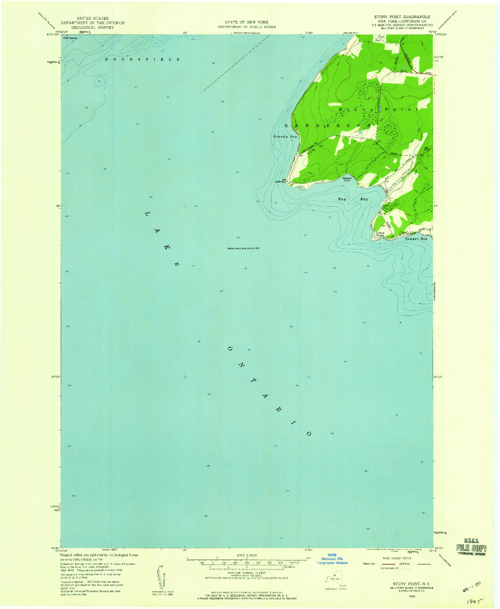 USGS 1:24000-SCALE QUADRANGLE FOR STONY POINT, NY 1958