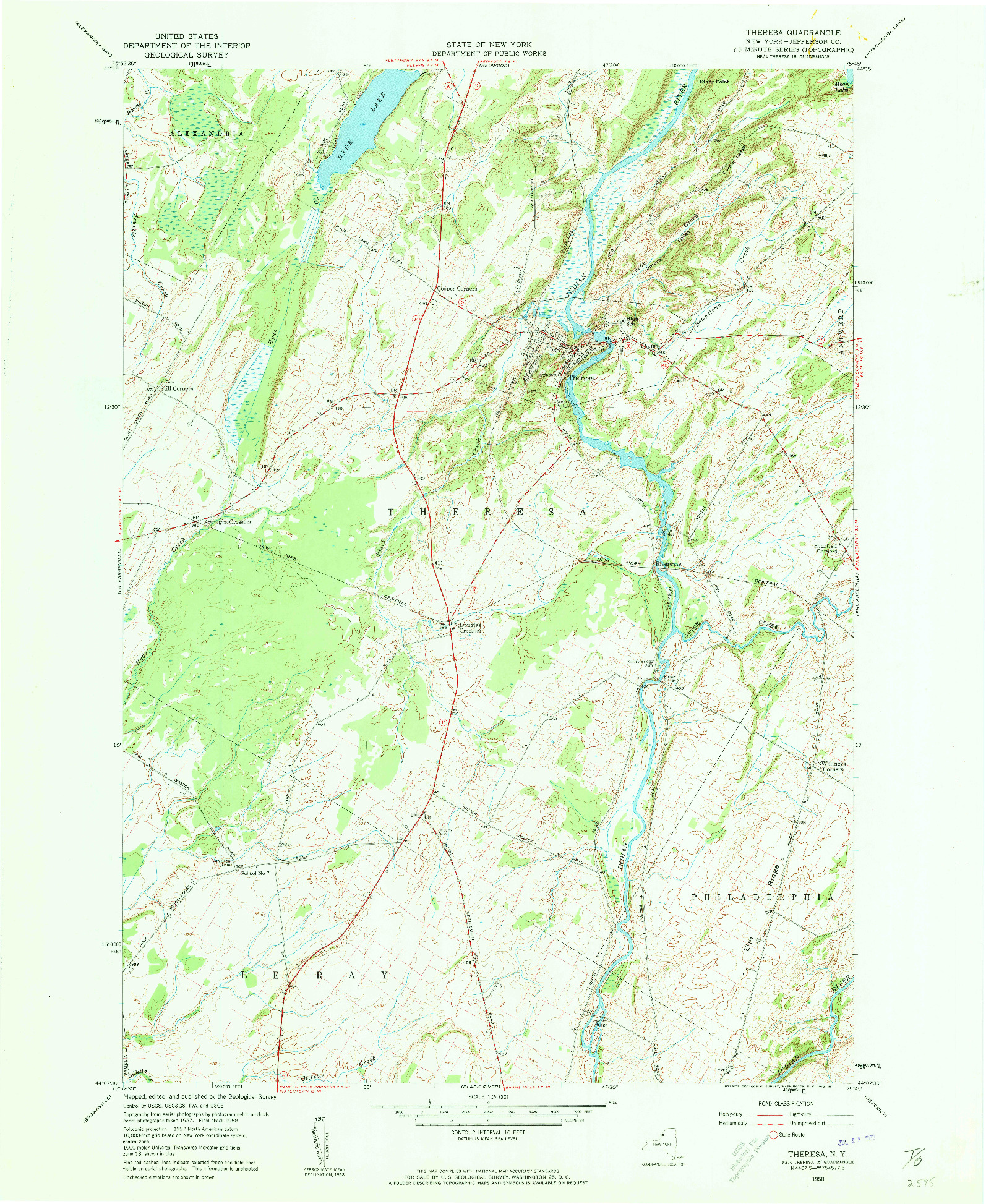 USGS 1:24000-SCALE QUADRANGLE FOR THERESA, NY 1958