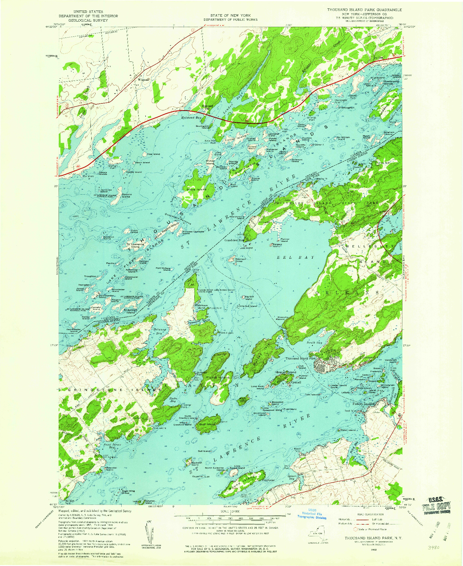 USGS 1:24000-SCALE QUADRANGLE FOR THOUSAND ISLAND PARK, NY 1958