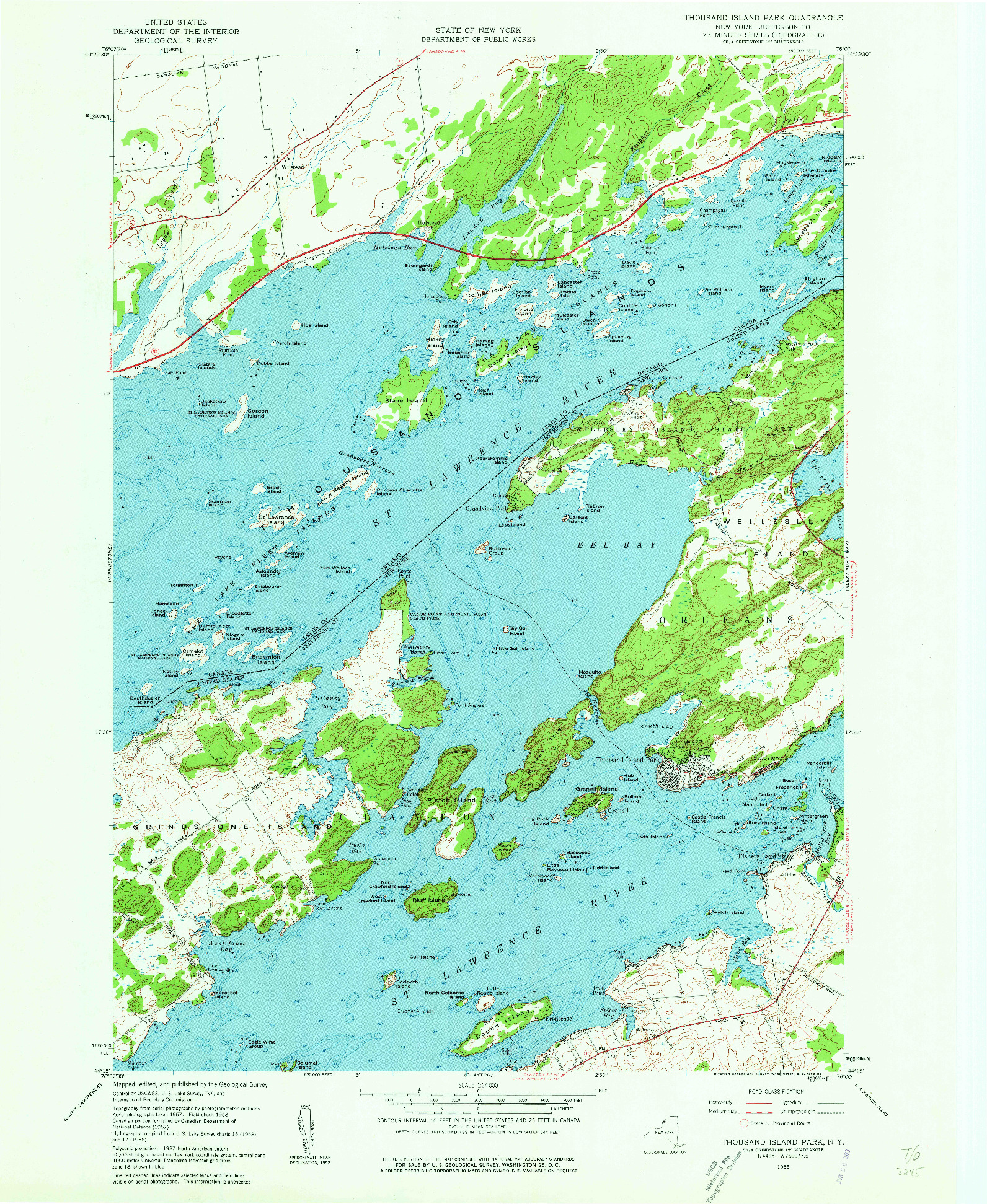USGS 1:24000-SCALE QUADRANGLE FOR THOUSAND ISLAND PARK, NY 1958