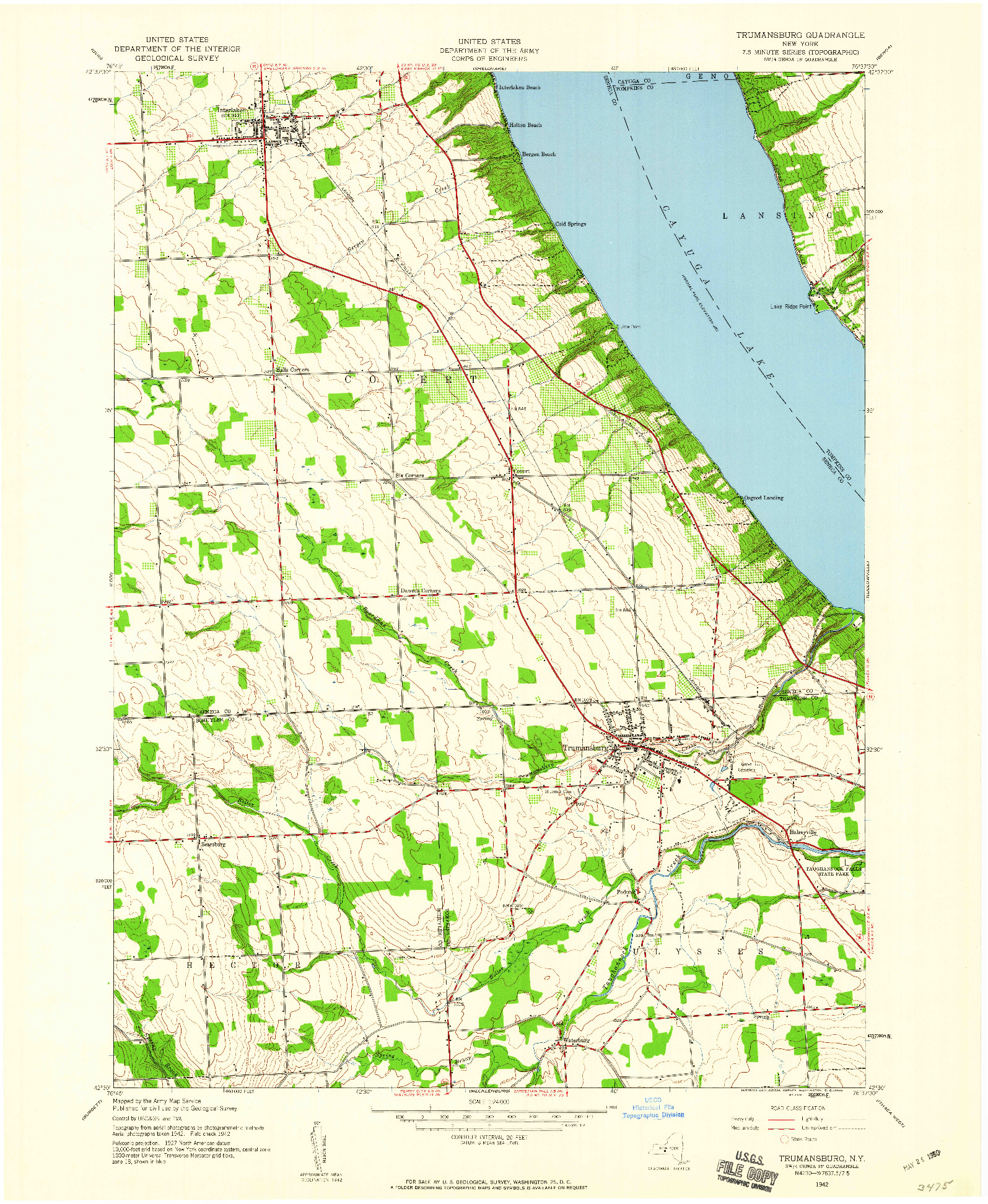 USGS 1:24000-SCALE QUADRANGLE FOR TRUMANSBURG, NY 1942