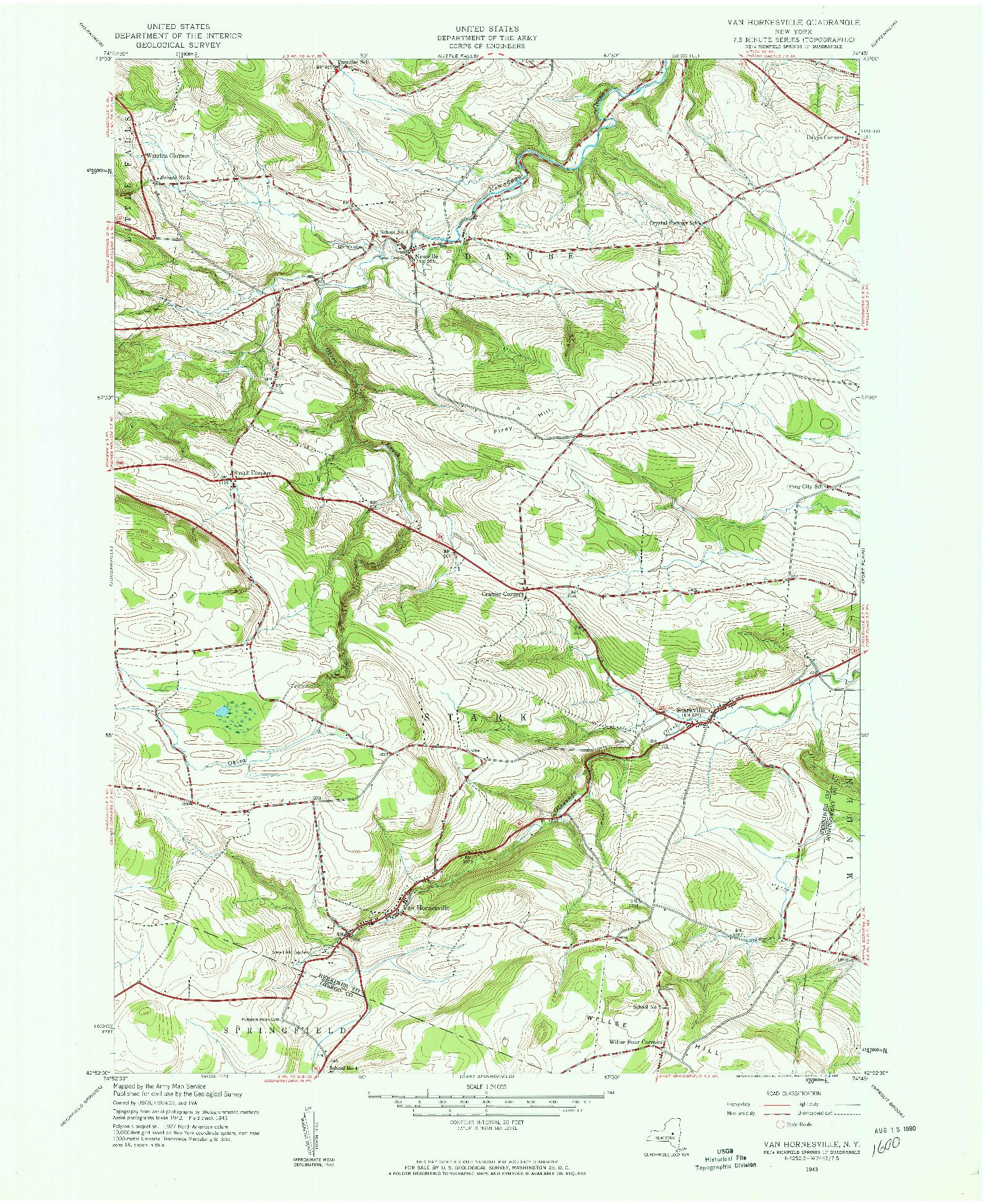 USGS 1:24000-SCALE QUADRANGLE FOR VAN HORNESVILLE, NY 1943