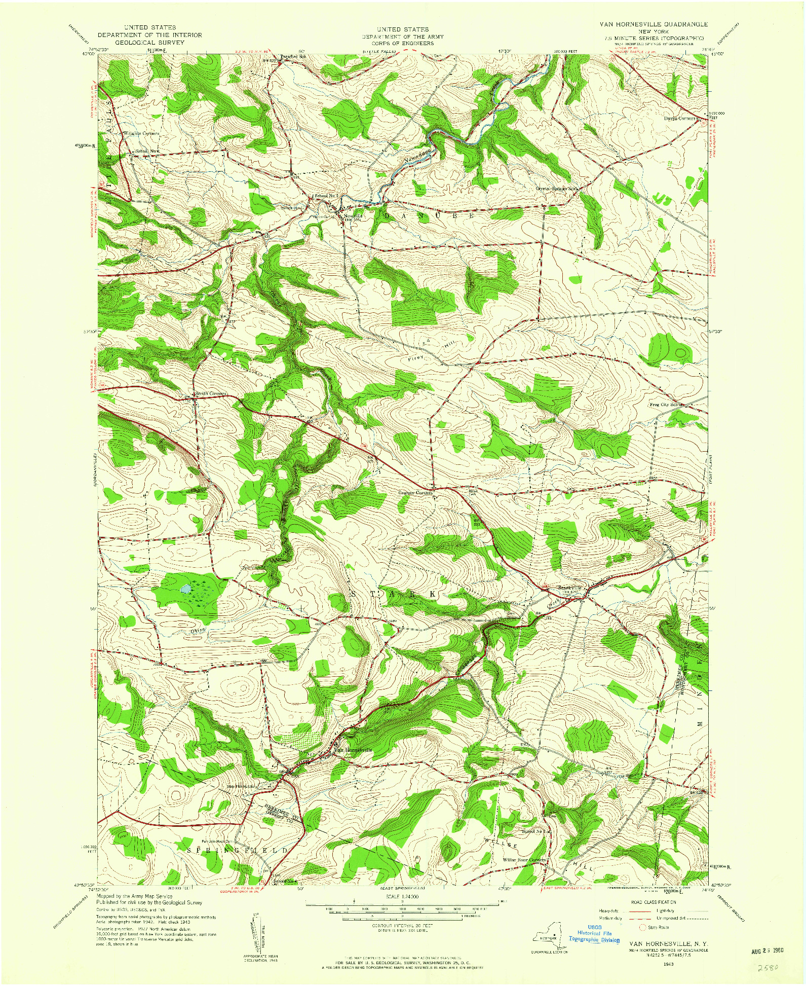 USGS 1:24000-SCALE QUADRANGLE FOR VAN HORNESVILLE, NY 1943