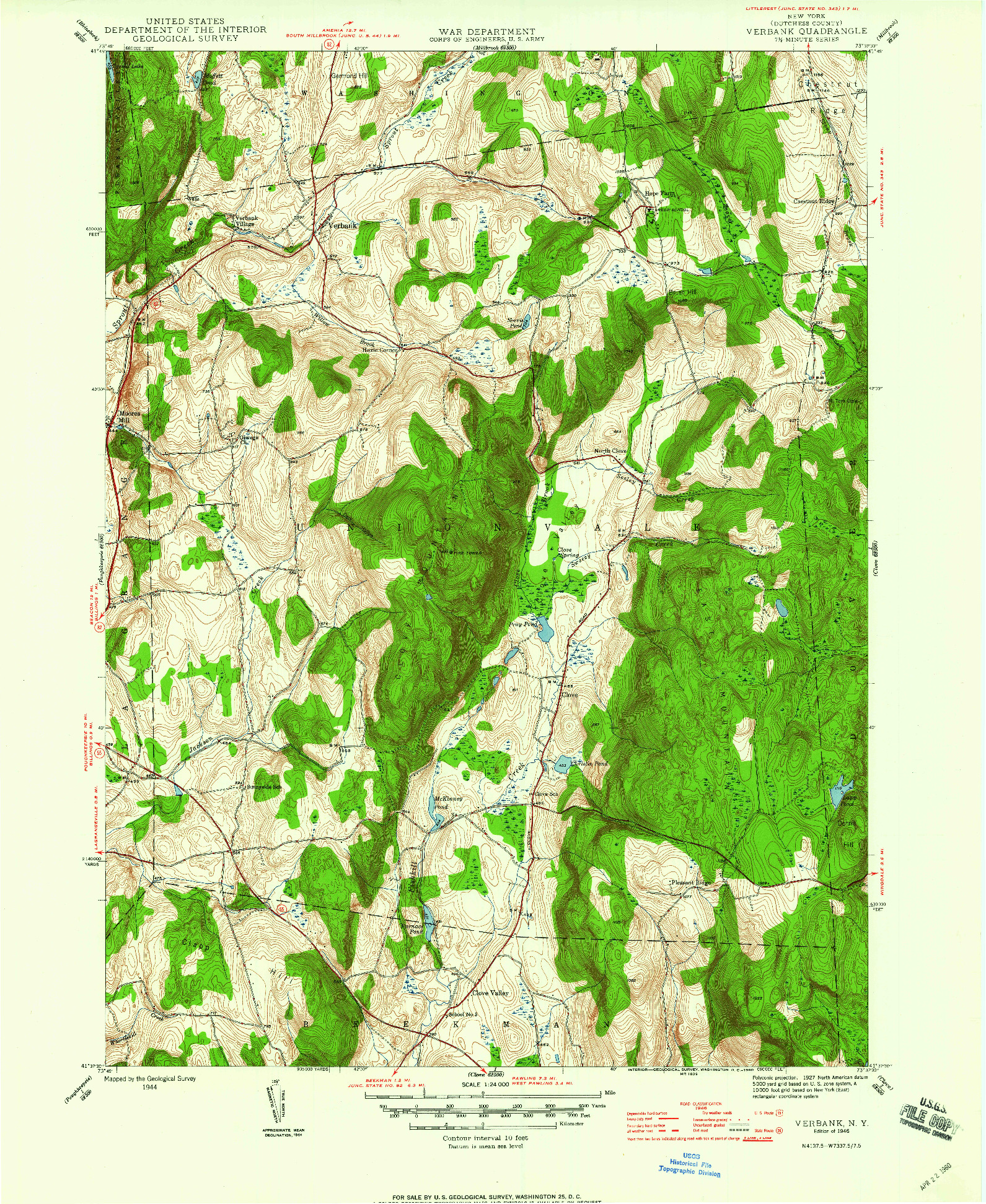 USGS 1:24000-SCALE QUADRANGLE FOR VERBANK, NY 1946