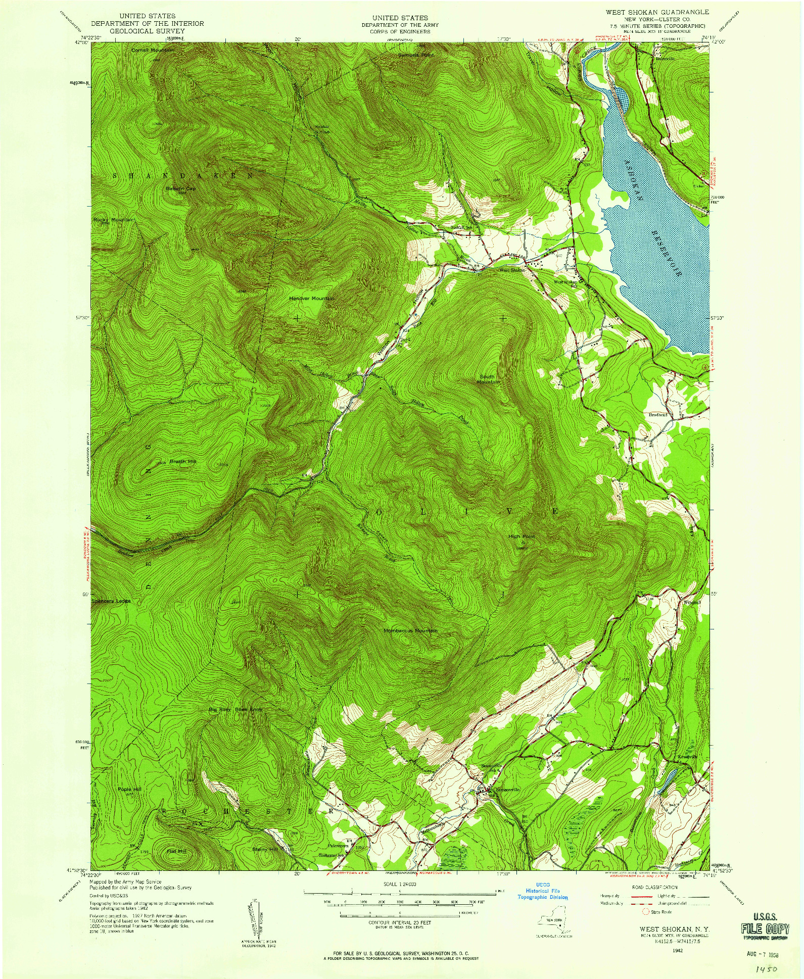 USGS 1:24000-SCALE QUADRANGLE FOR WEST SHOKAN, NY 1942