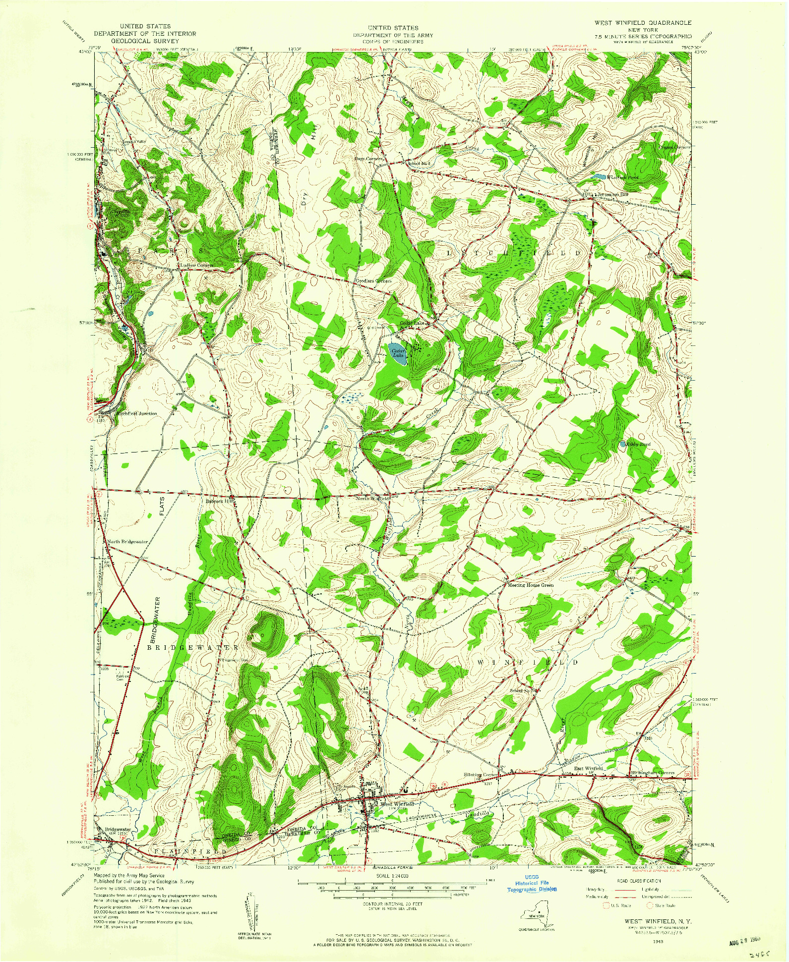 USGS 1:24000-SCALE QUADRANGLE FOR WEST WINFIELD, NY 1943