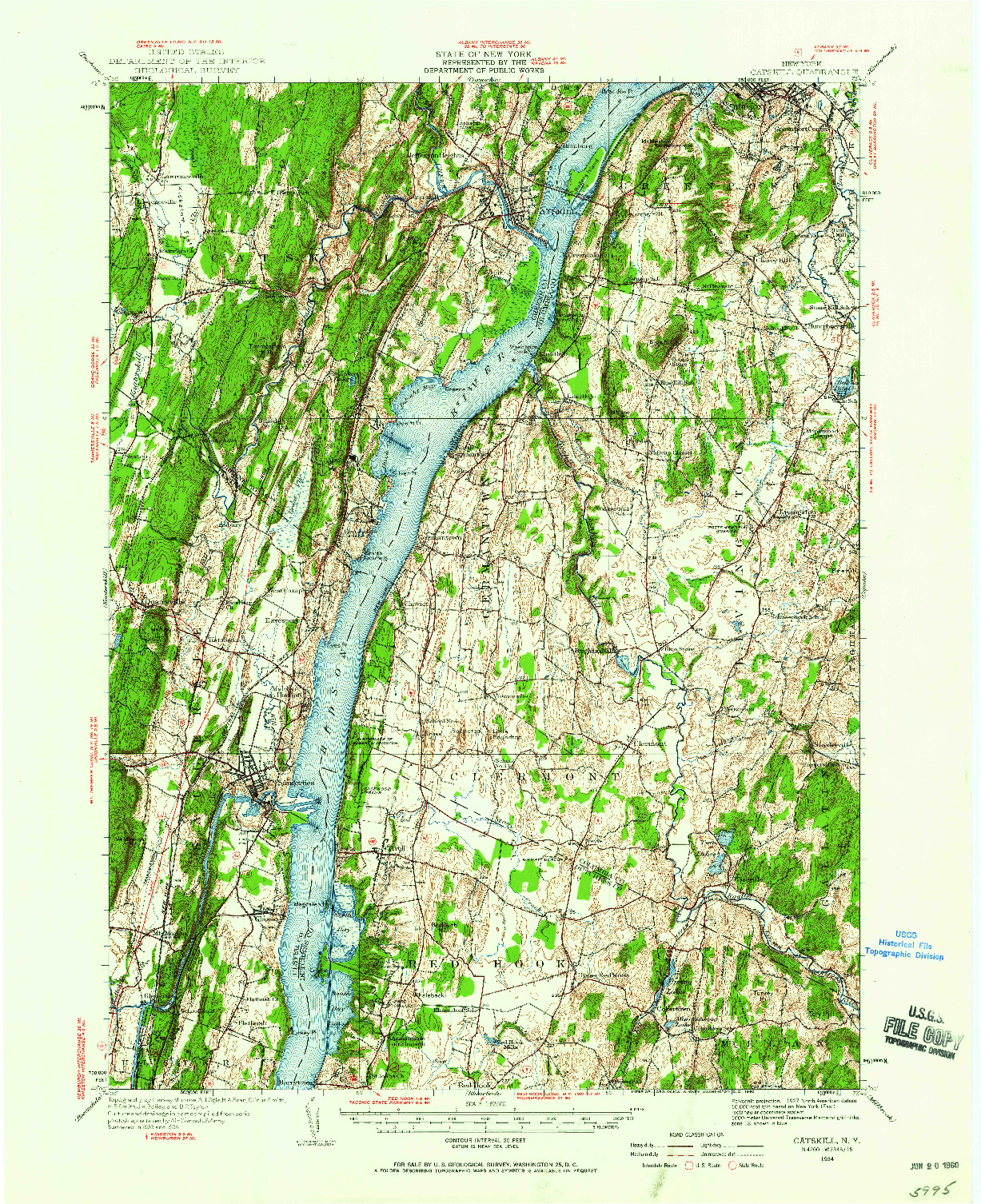USGS 1:62500-SCALE QUADRANGLE FOR CATSKILL, NY 1934