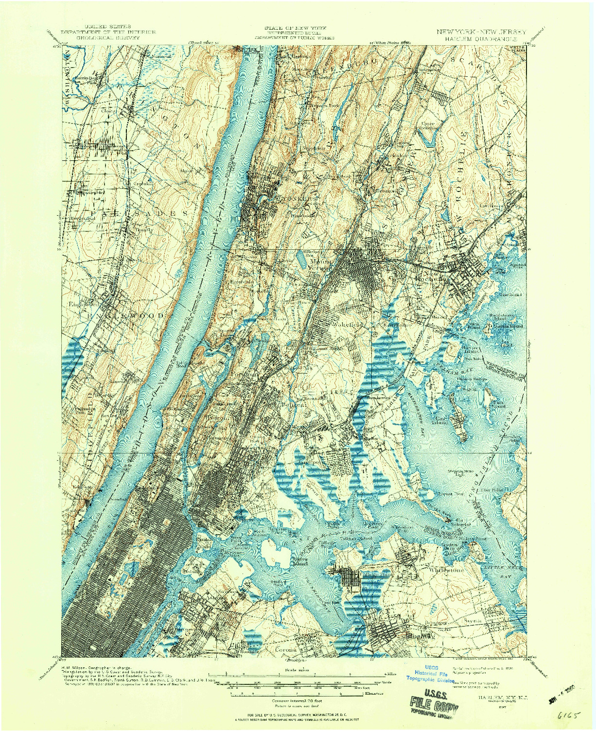 USGS 1:62500-SCALE QUADRANGLE FOR HARLEM, NY 1897