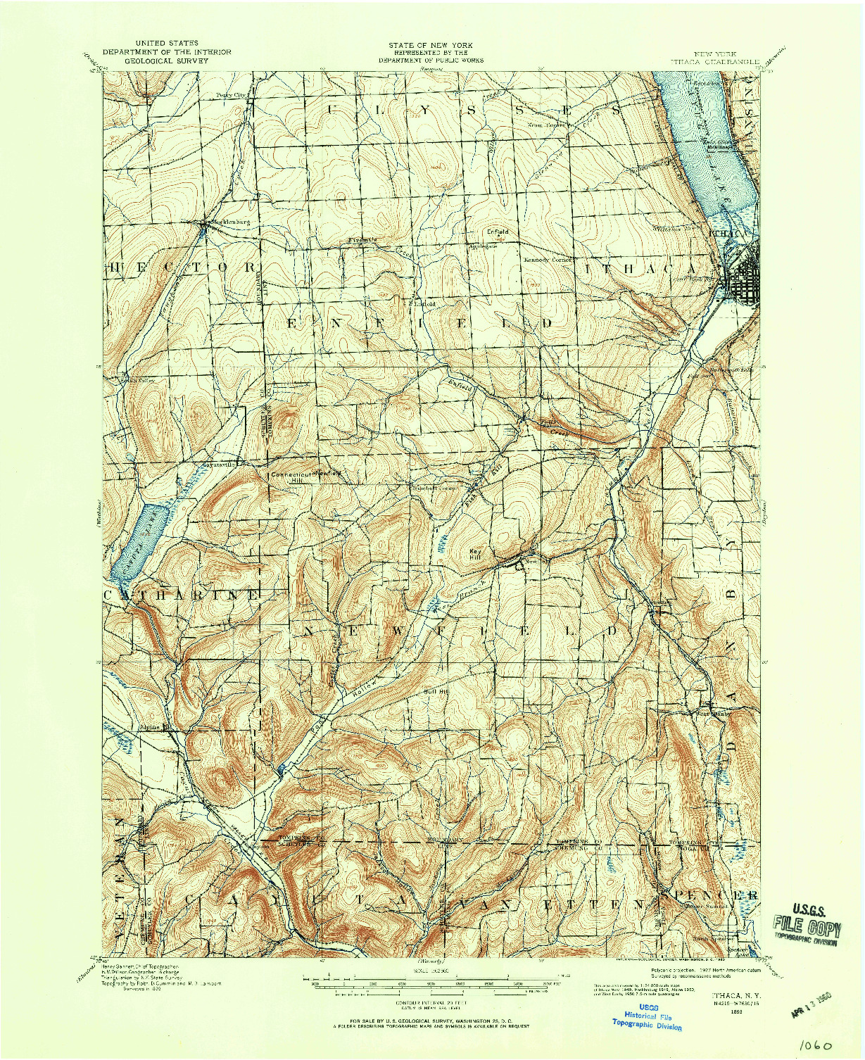 USGS 1:62500-SCALE QUADRANGLE FOR ITHACA, NY 1893