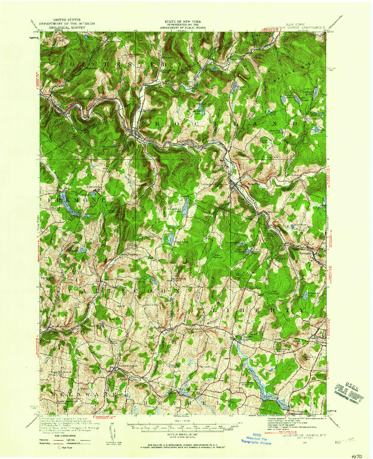 USGS 1:62500-SCALE QUADRANGLE FOR LIVINGSTON MANOR, NY 1921