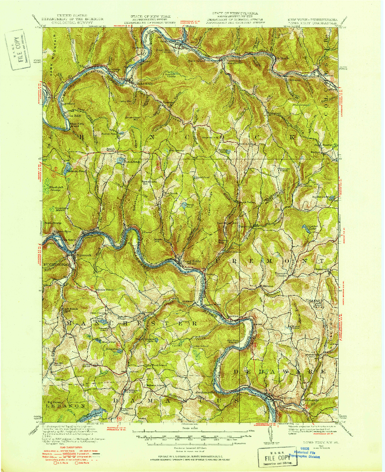 USGS 1:62500-SCALE QUADRANGLE FOR LONG EDDY, NY 1920