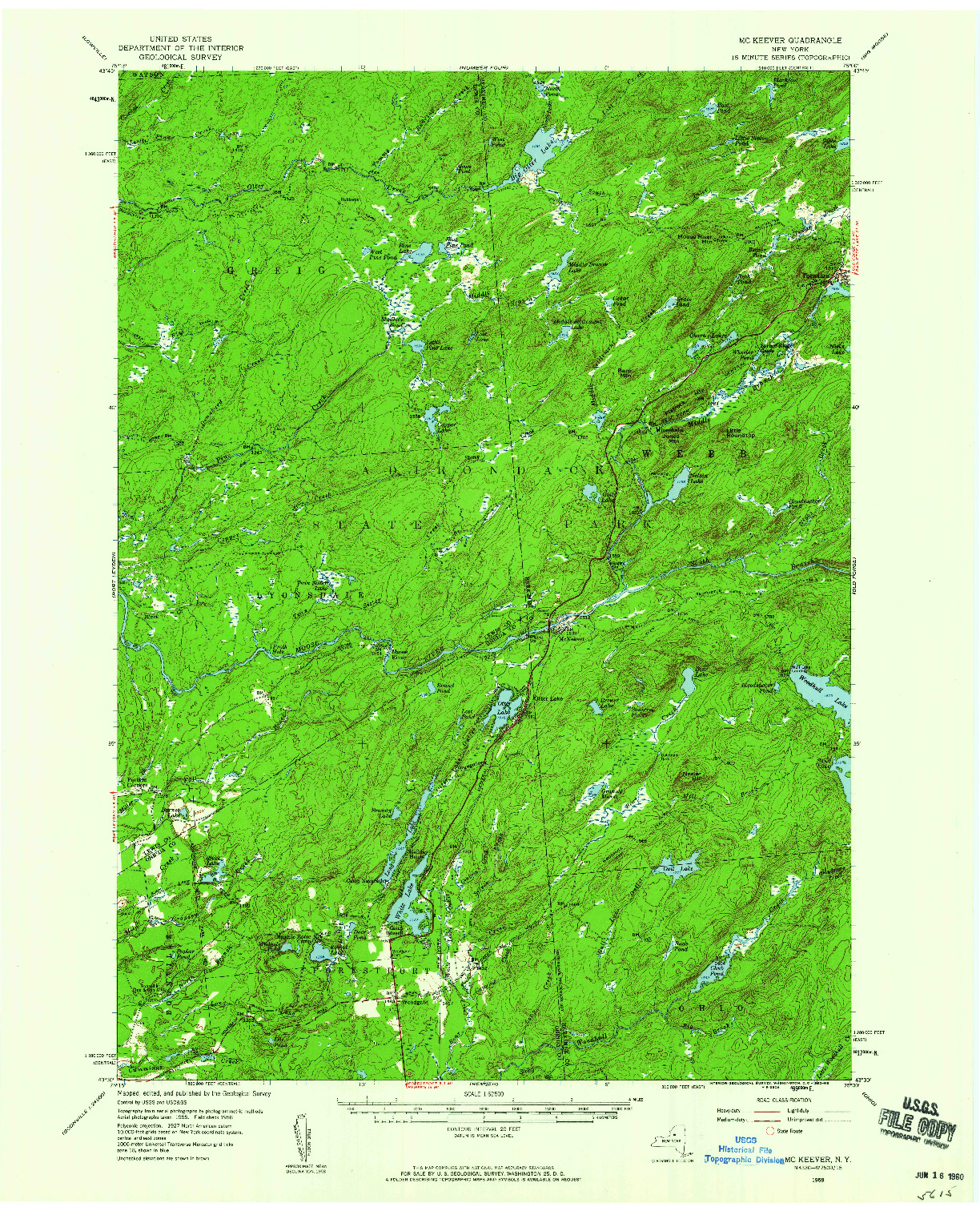 USGS 1:62500-SCALE QUADRANGLE FOR MC KEEVER, NY 1958