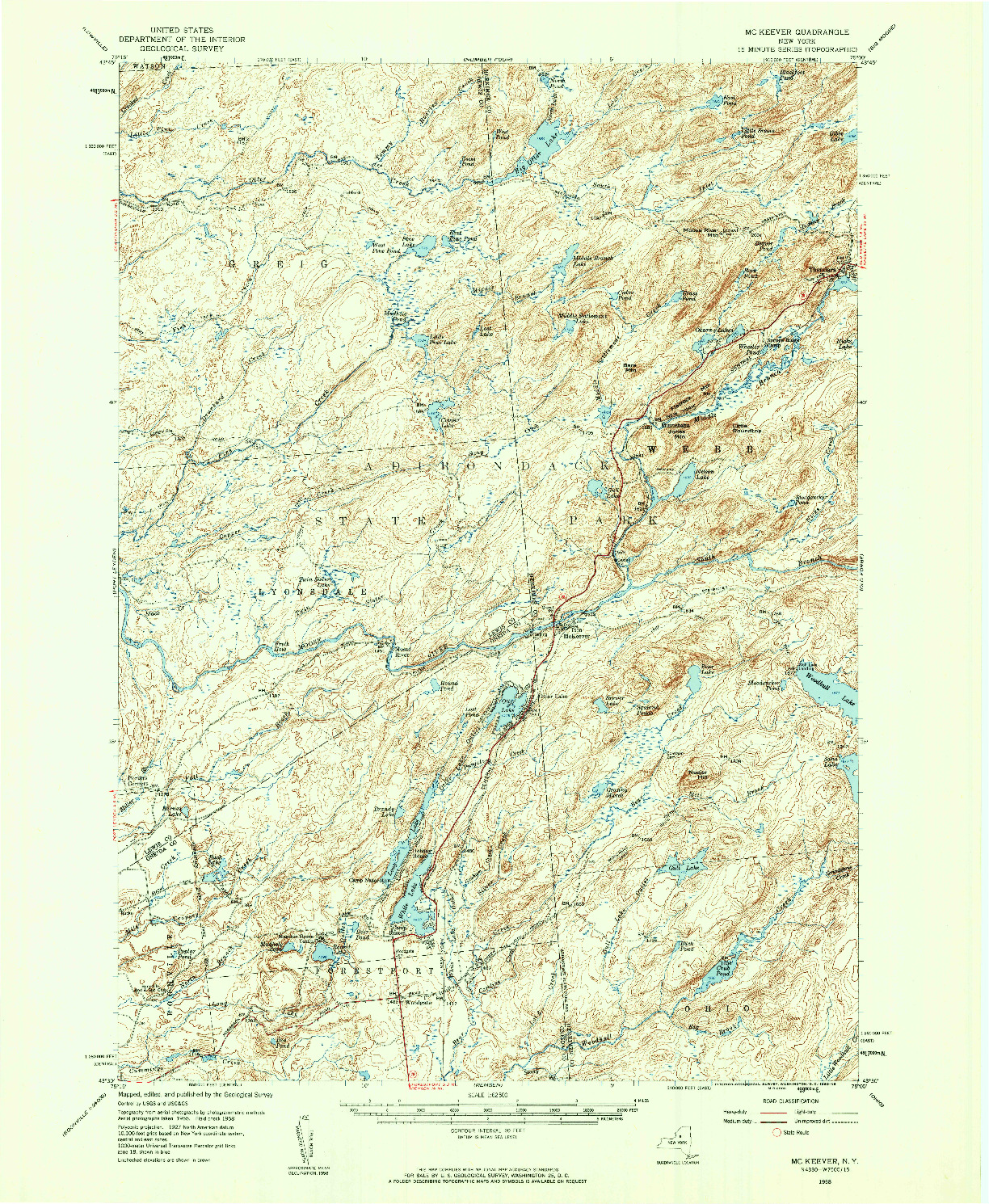 USGS 1:62500-SCALE QUADRANGLE FOR MC KEEVER, NY 1958