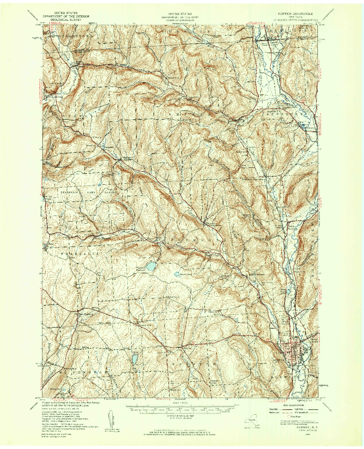 USGS 1:62500-SCALE QUADRANGLE FOR NORWICH, NY 1944
